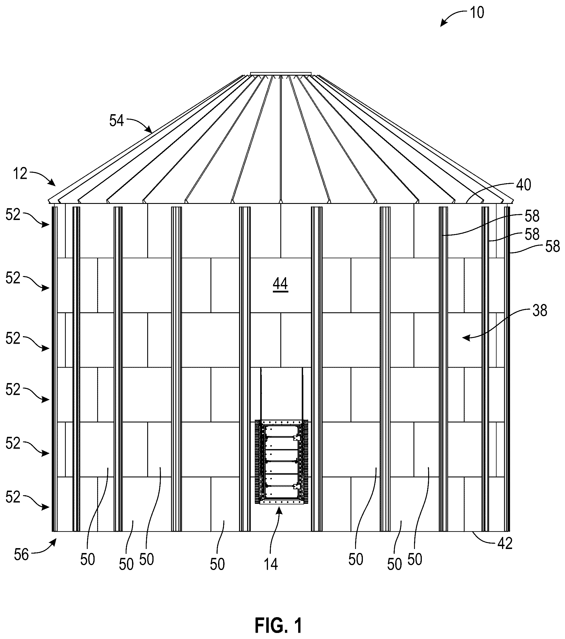 Patent US12098020 — Safety grain bin door latch system — Figure 1