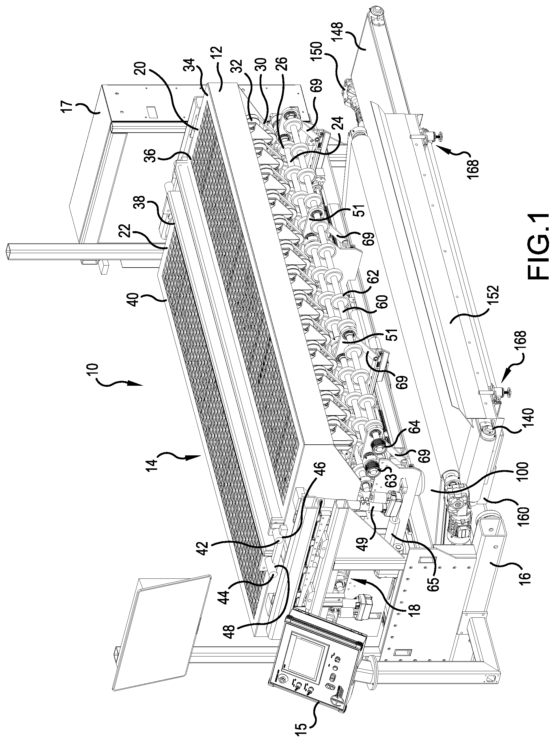 Patent US12098042 — Front end conveyor having scrap removal brush — Figure 1