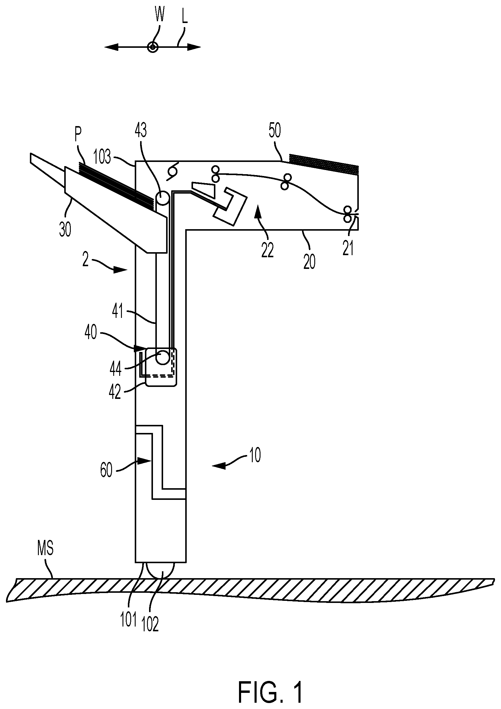 Patent US12098044 — Finisher including height adjustment unit — Figure 1