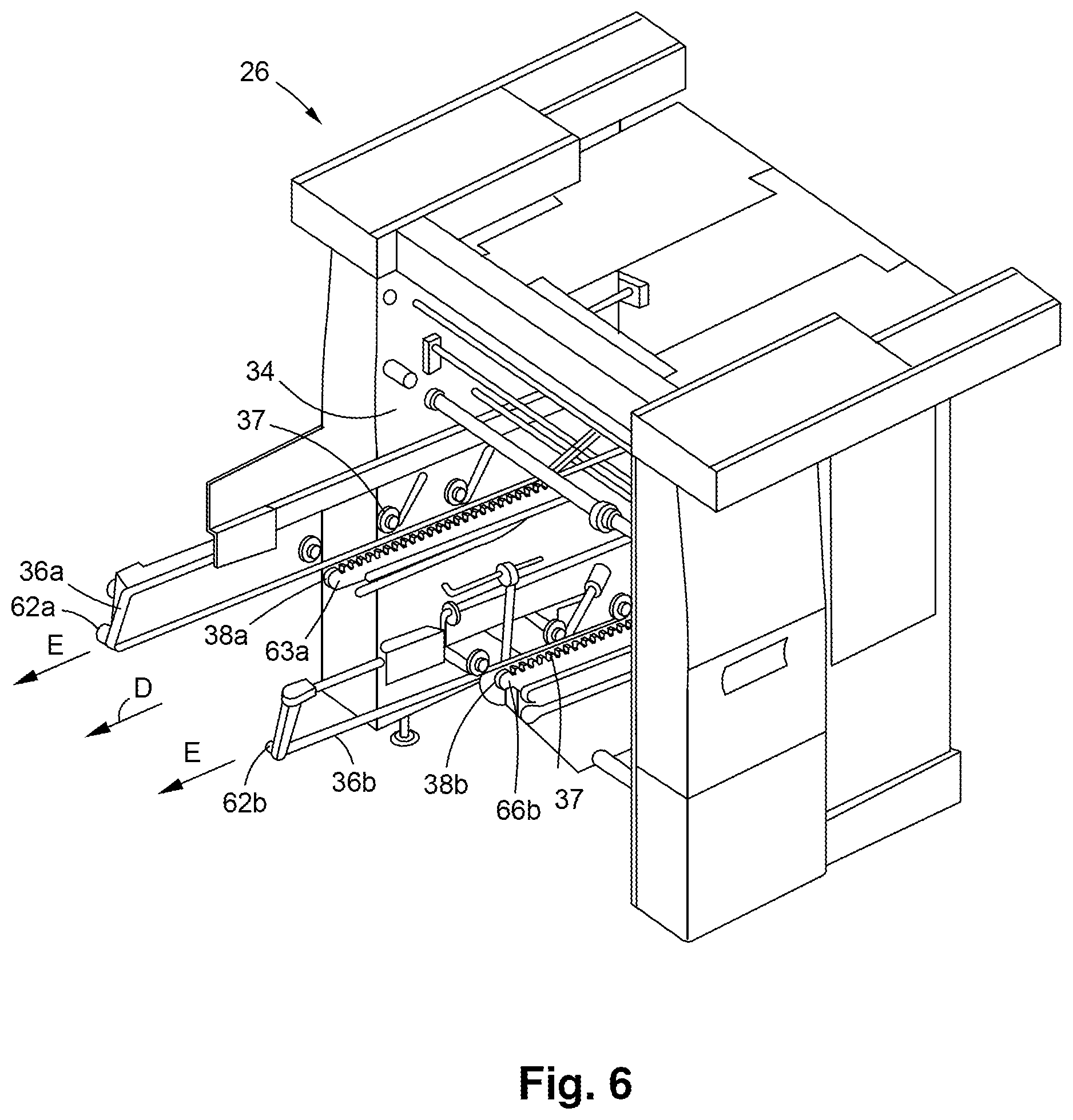 Patent US12098045 Figure 7 – Stacker module for a converting machine