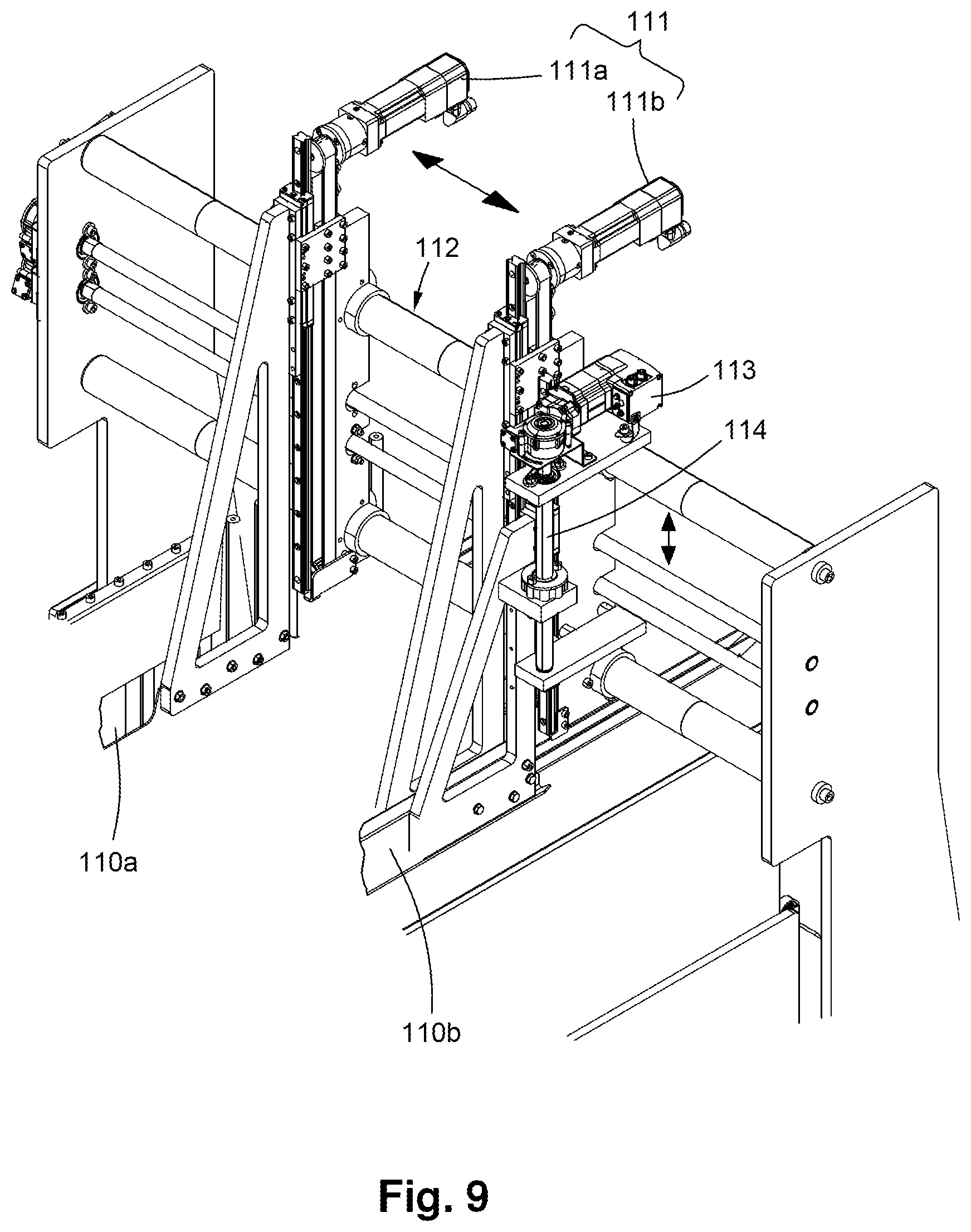 Patent US12098045 Figure 10 – Stacker module for a converting machine