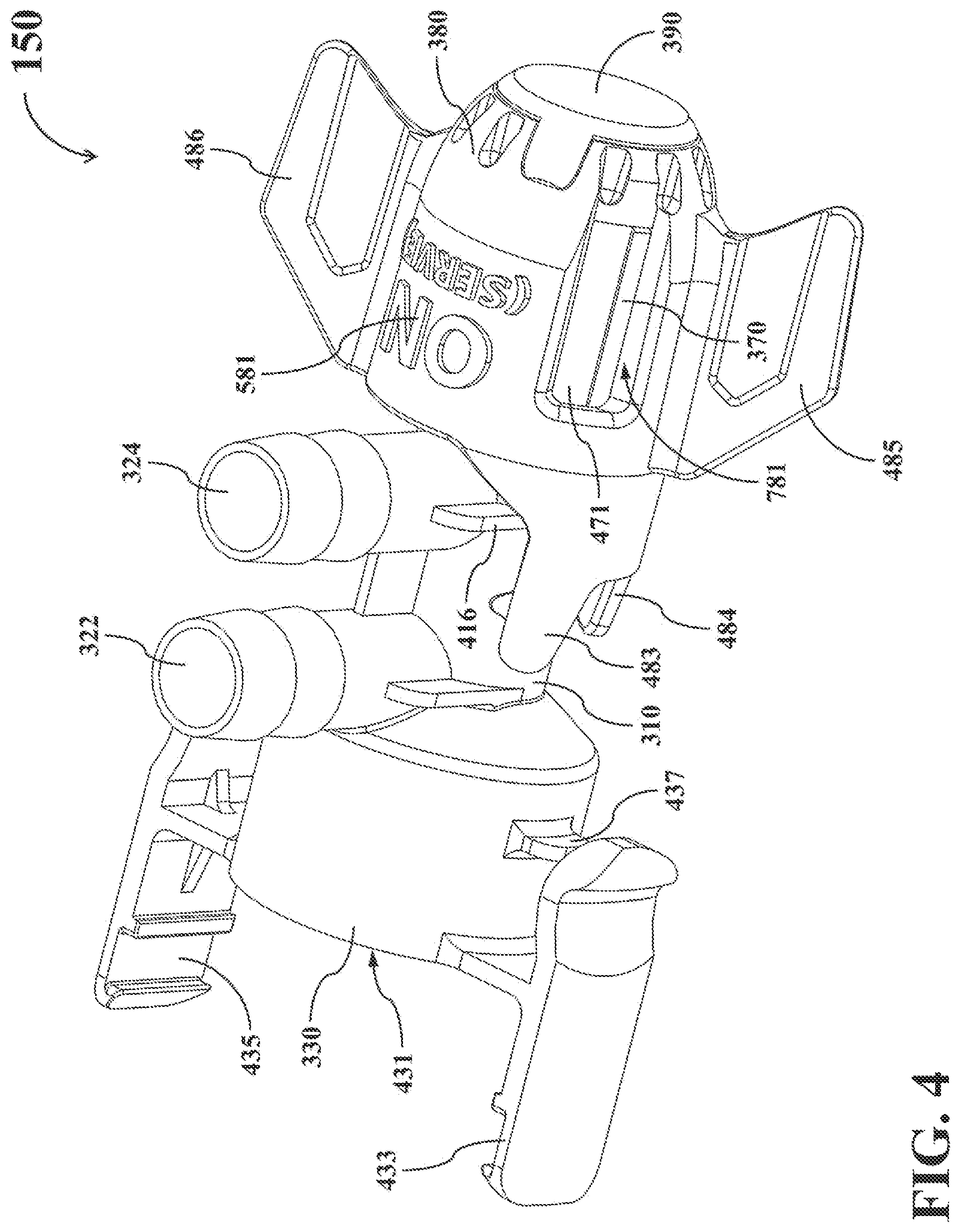 Patent US12098065 Figure 4 – Dual-mode fluid connector having rotatable element and supporting different operating modes