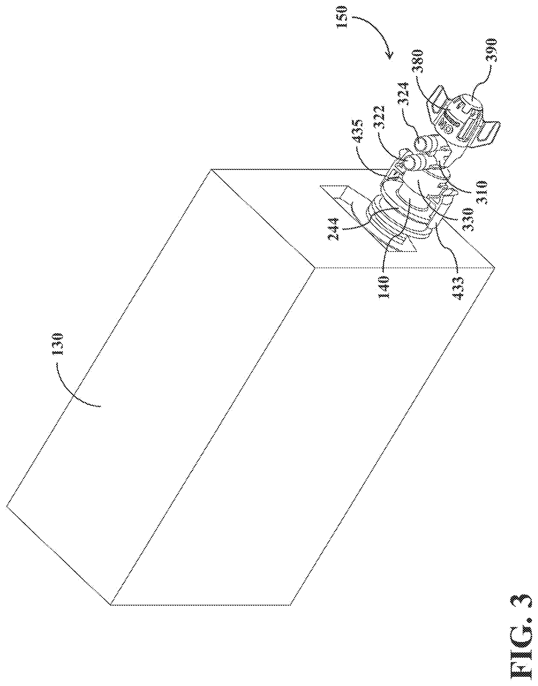 Patent US12098066 Figure 3 – Dual-mode fluid connector having bended plate and rotatable element