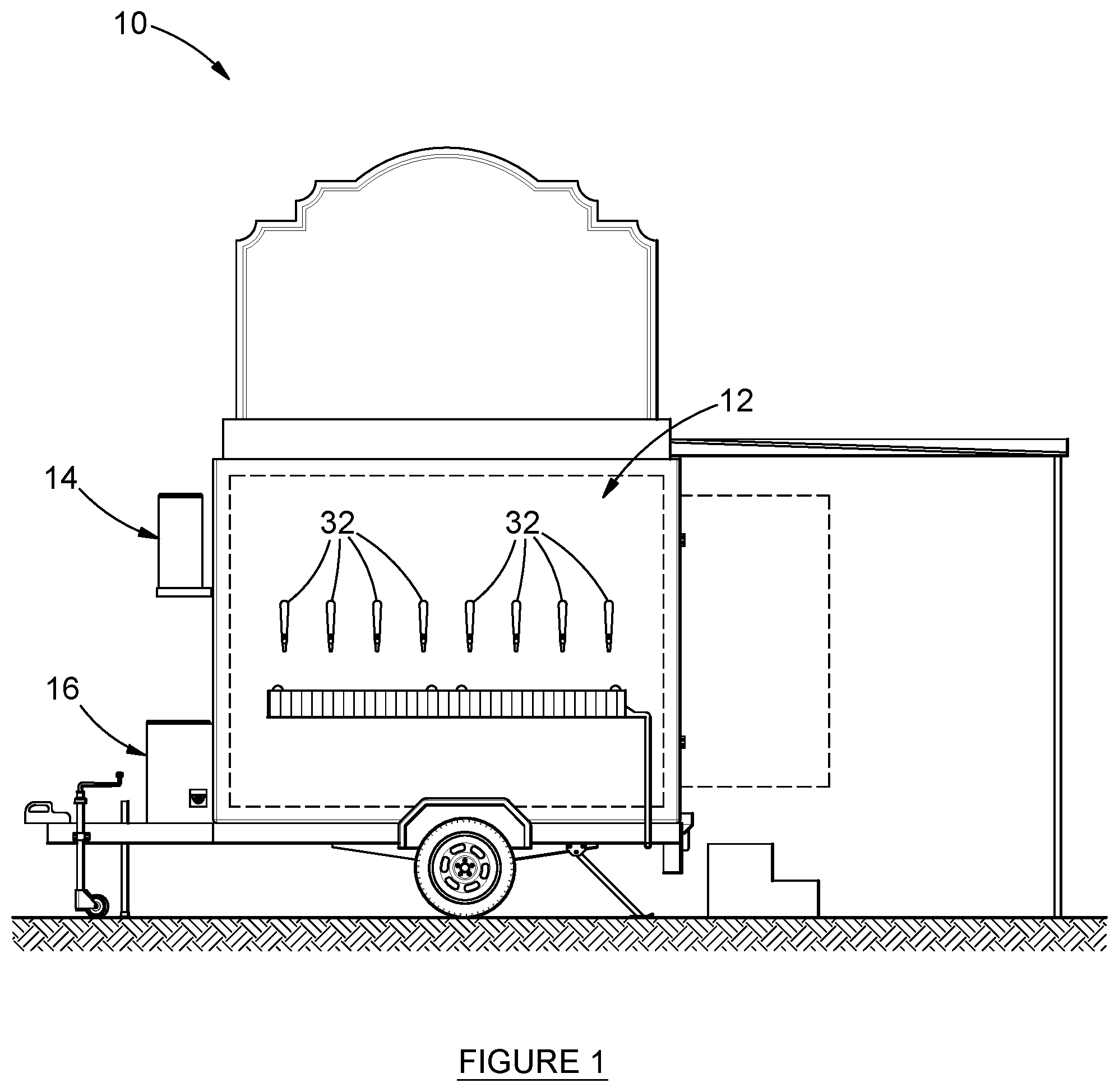 Patent US12098067 — Mobile refrigerated bar unit — Figure 1