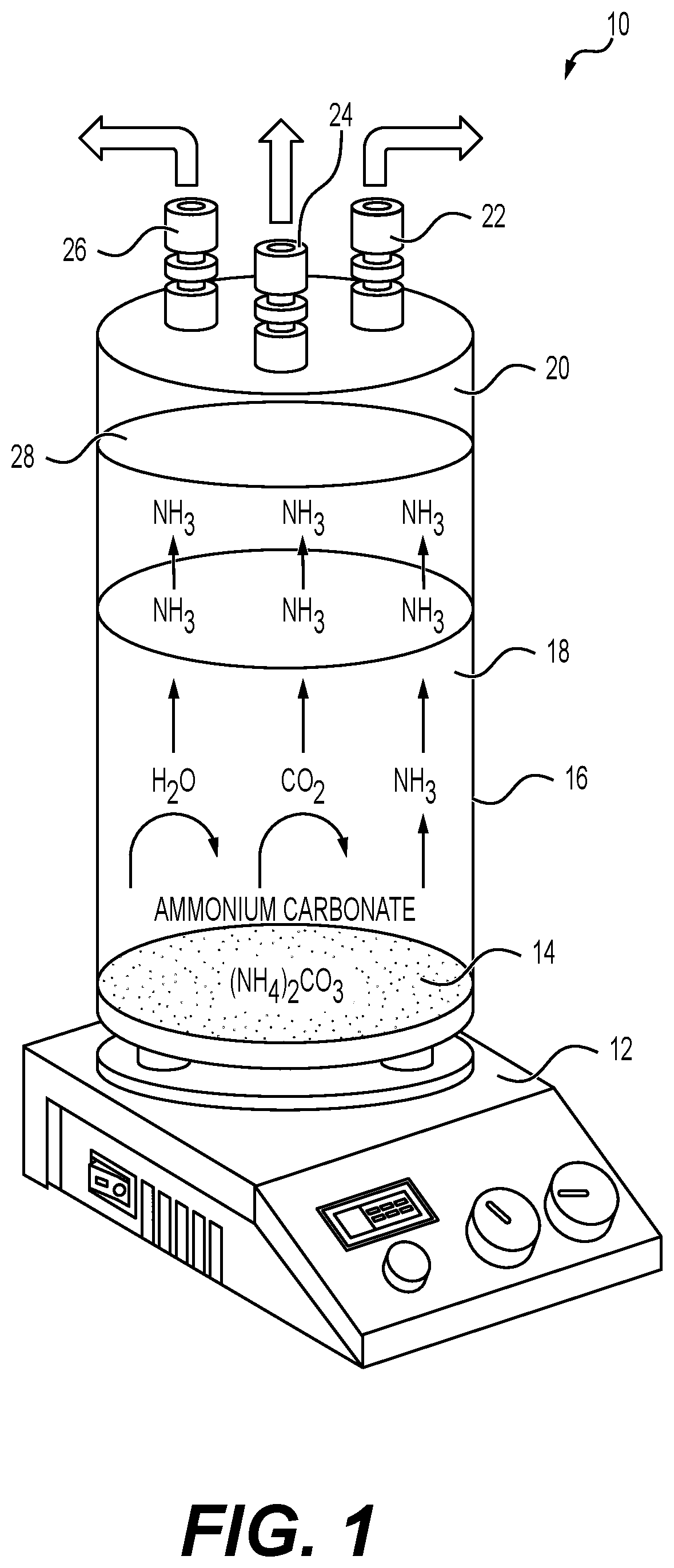 Patent US12098078 — Method and device for safely generating pure ammonia for GC/CI-MS/MS and ICP-MS applications — Figure 1