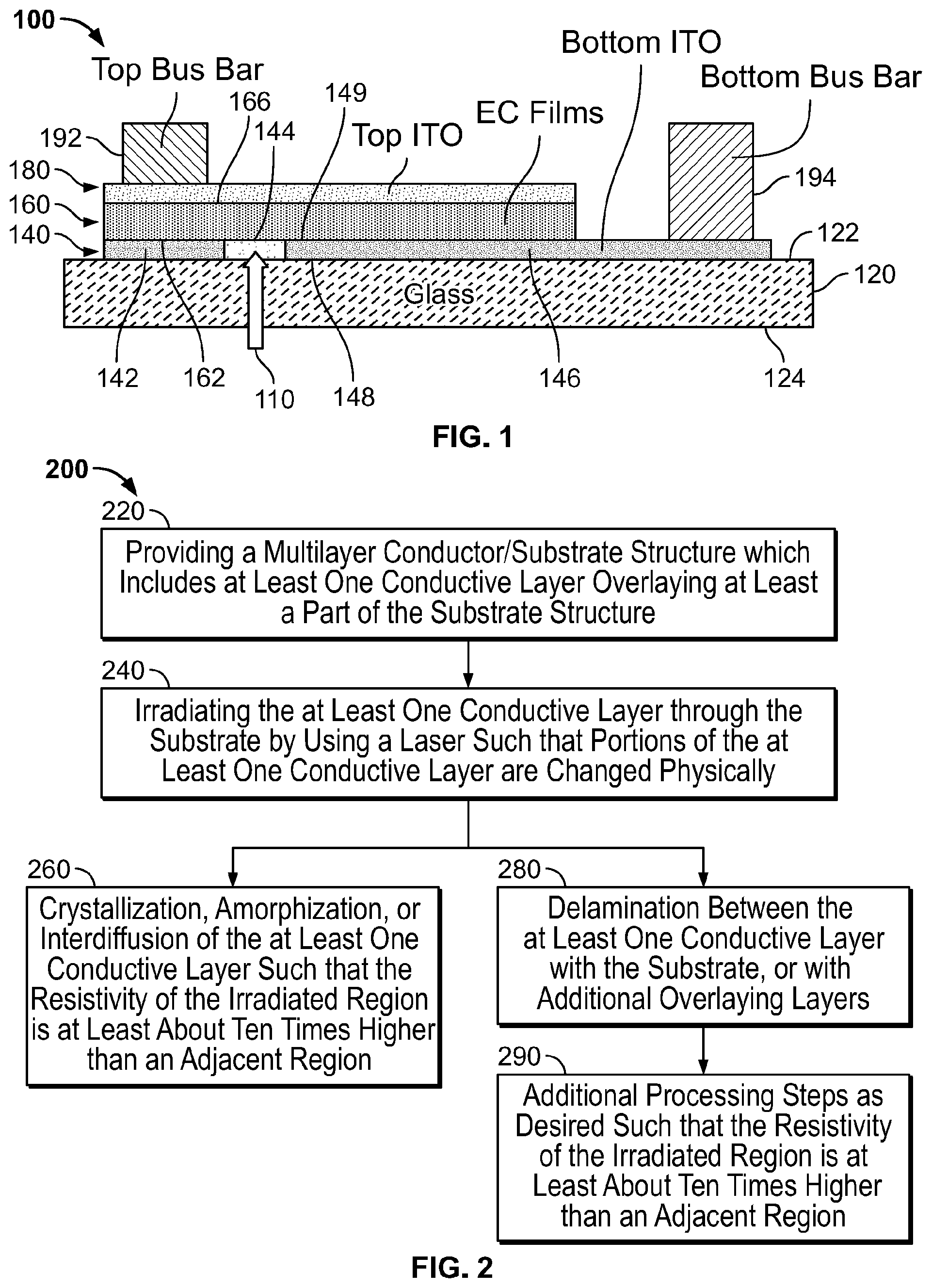 Patent US12098093 — Through-substrate laser patterning and isolating of thin conductive films — Figure 1