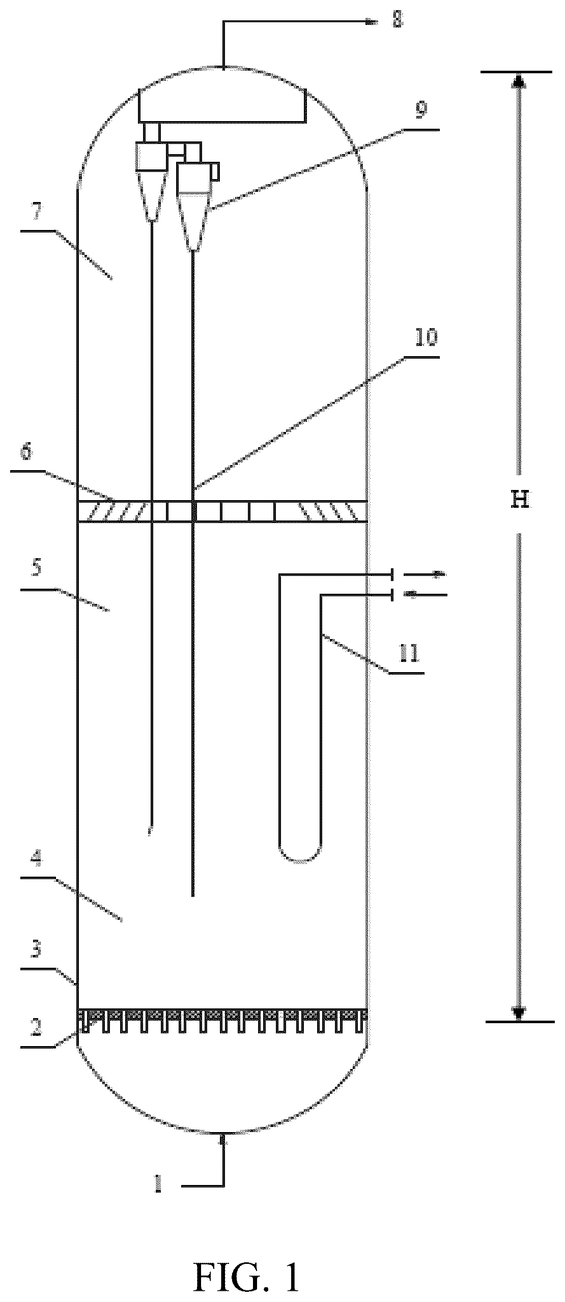 Patent US12098114 — Double-trapezoid structural member, fluidized apparatus and nitro compound hydrogenation reaction process — Figure 1
