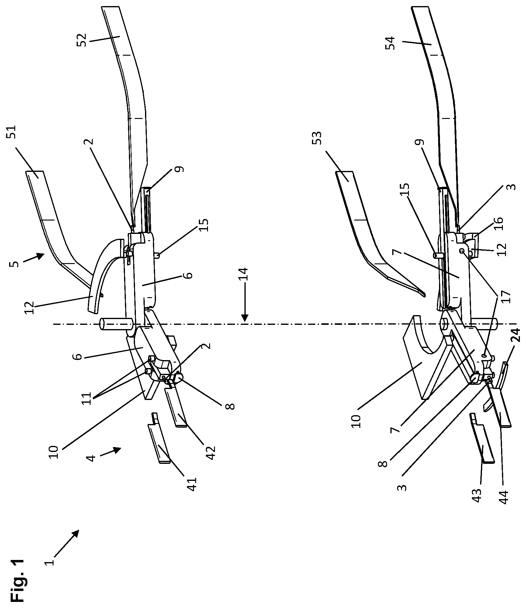 Patent US12098486 — Device and method for handling harness elements — Figure 1