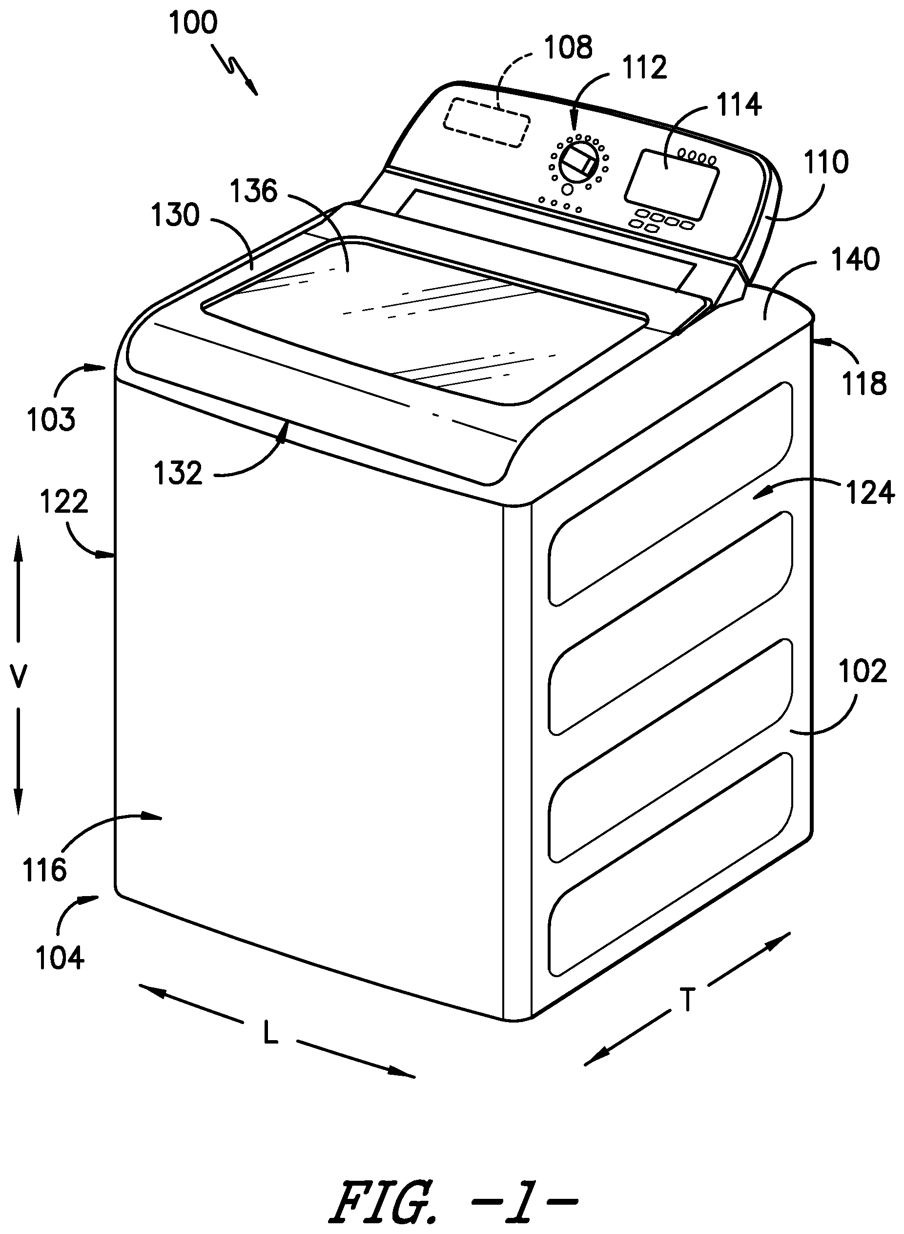 Patent US12098495 — Mechanism for articulating washing machine appliances — Figure 1