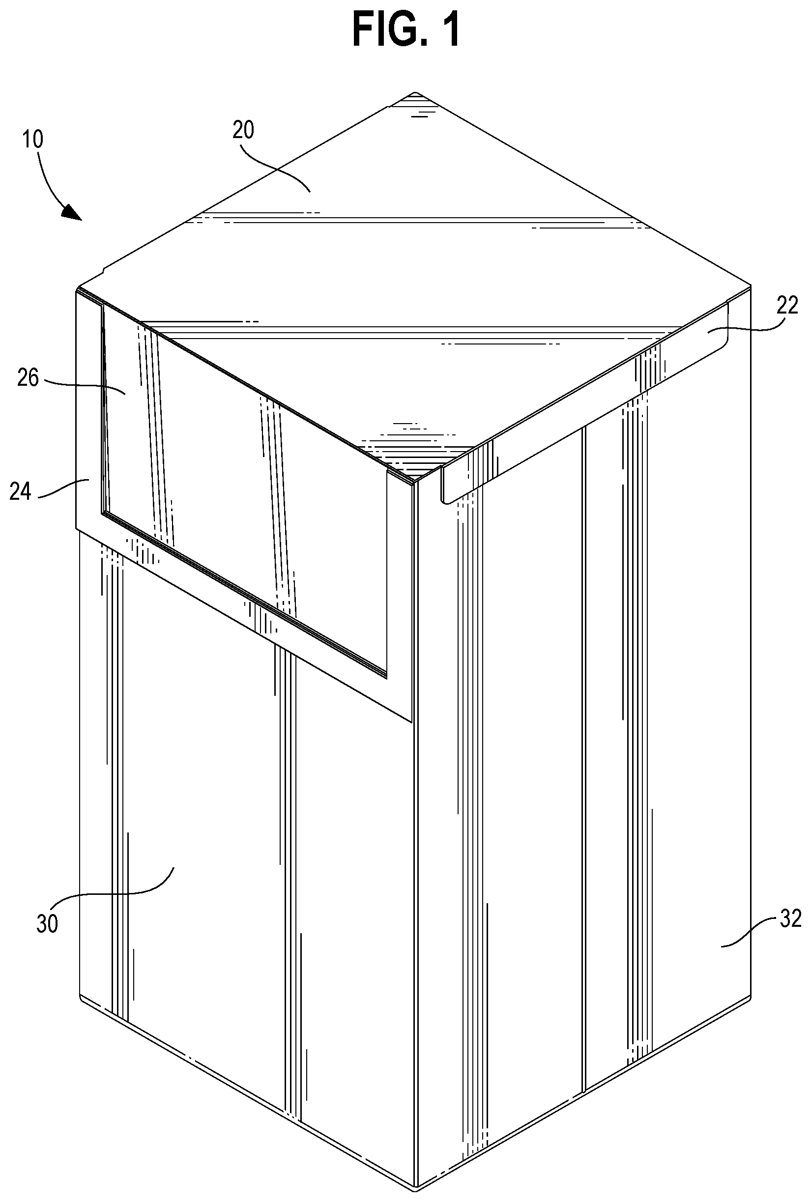 Patent US12098498 — Collapsible hamper with swinging lid — Figure 1