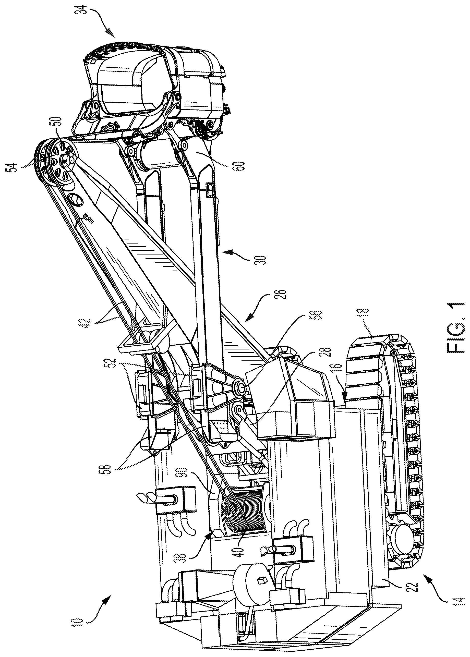 Patent US12098514 — Support system for hoist system — Figure 1