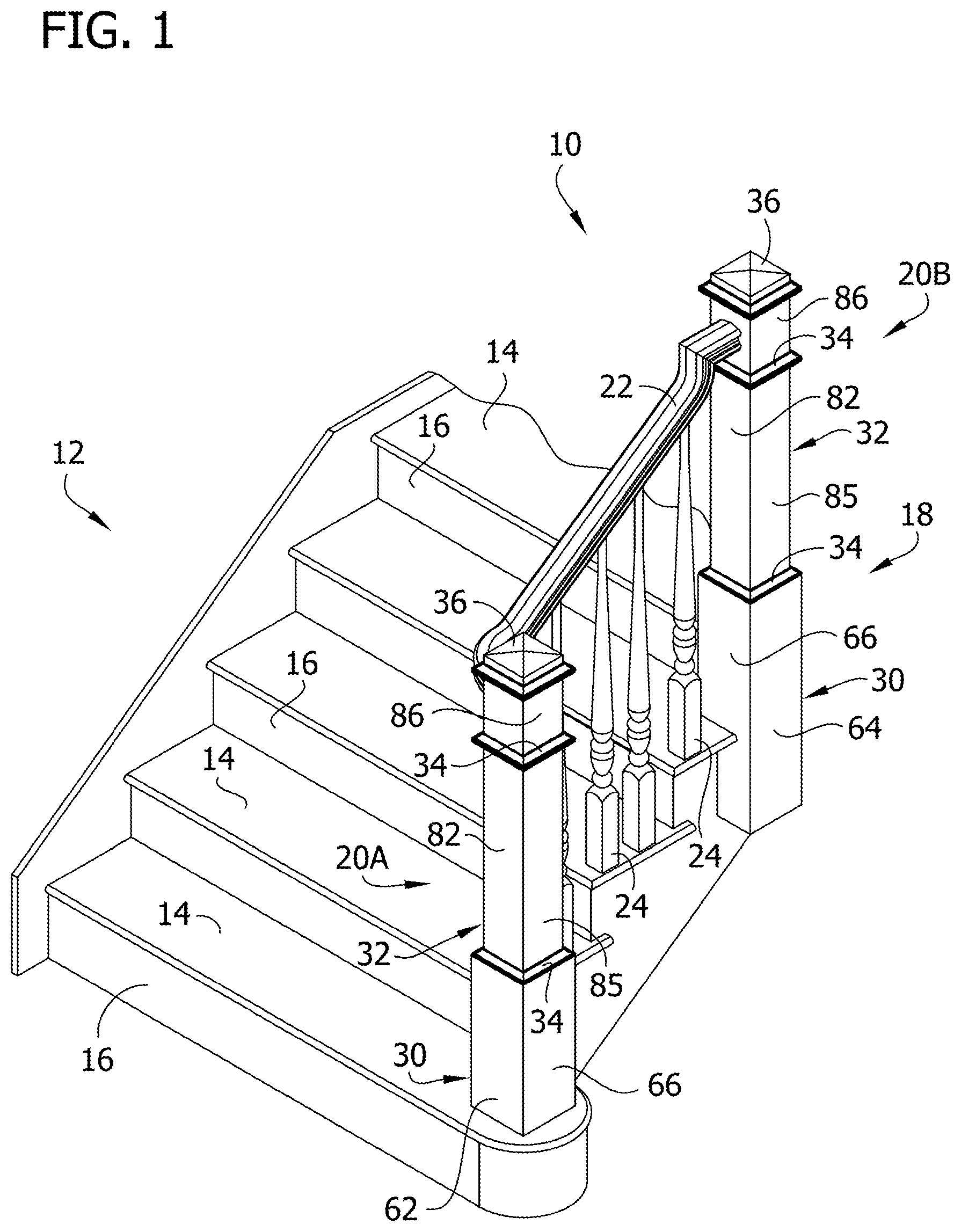 Patent US12098555 — Hand rail system and associated components and methods — Figure 1