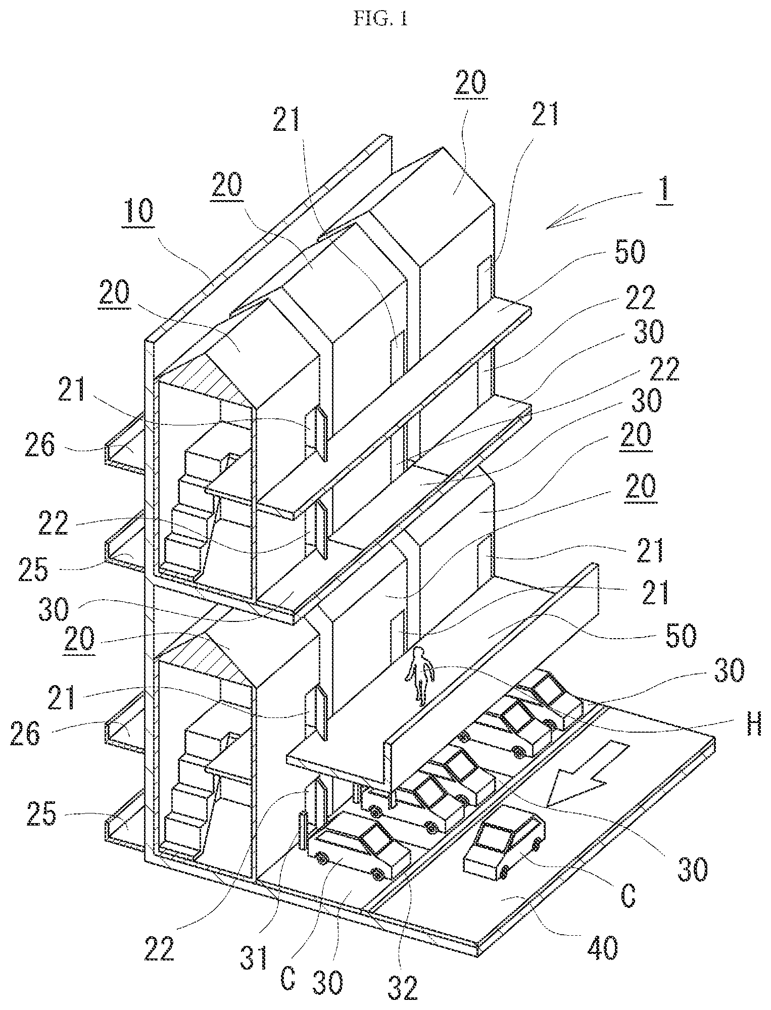 Patent US12098562 — Building and complex building — Figure 1
