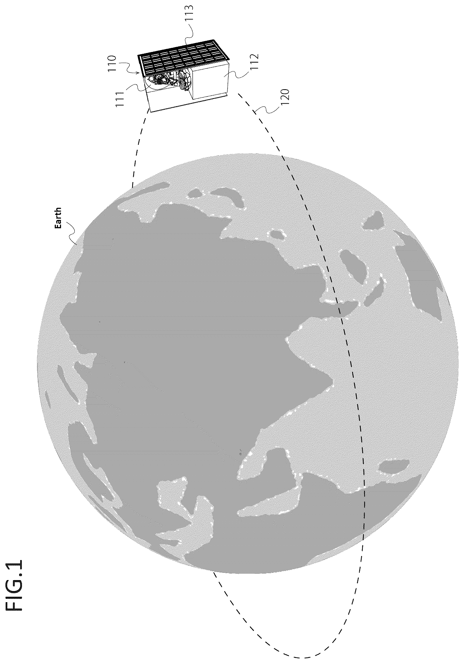 Patent US12098563 — Computer system providing service to multiple users using satellites in earth orbit, and method and program executed by computer system — Figure 1