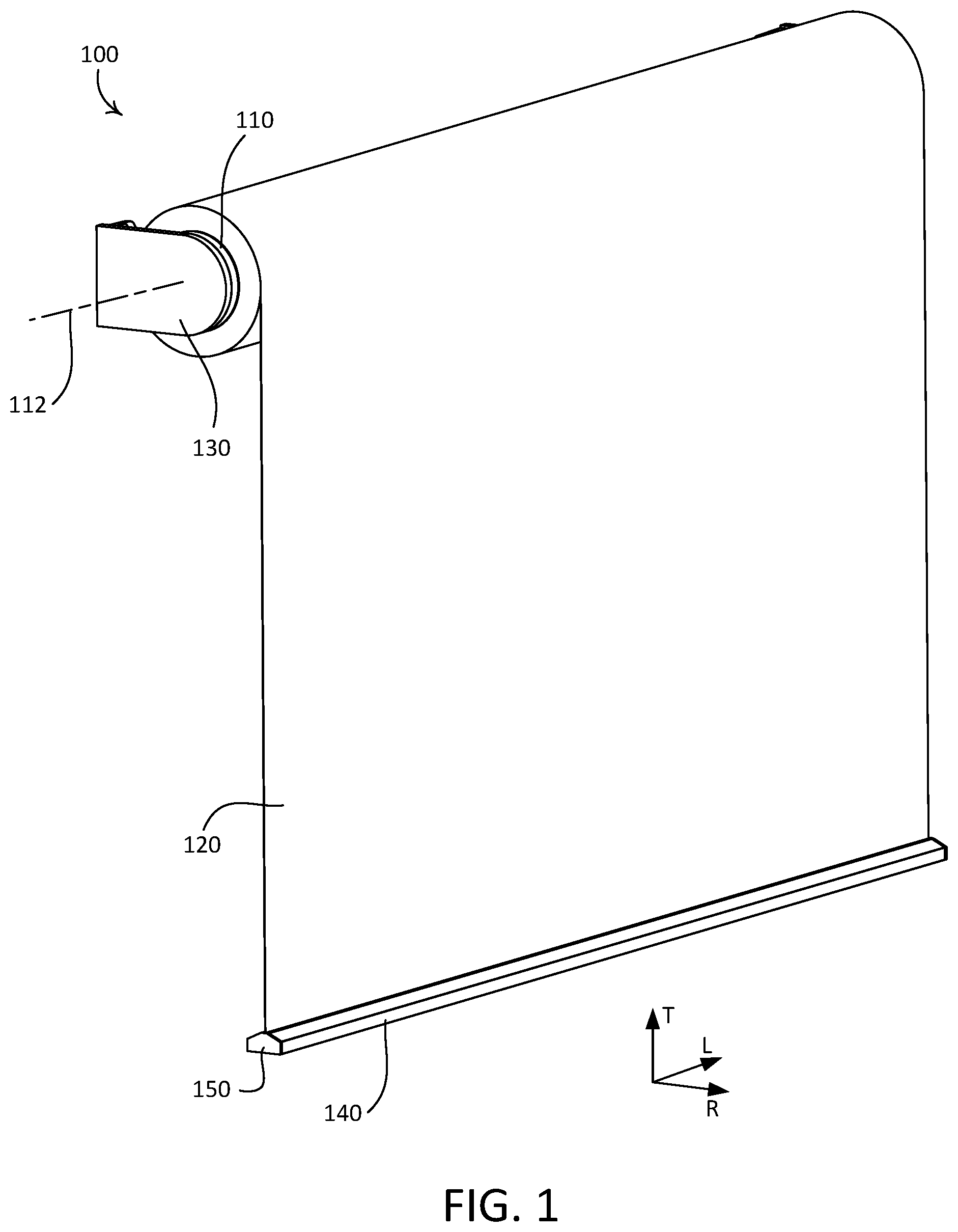 Patent US12098596 — Window treatment hembar — Figure 1