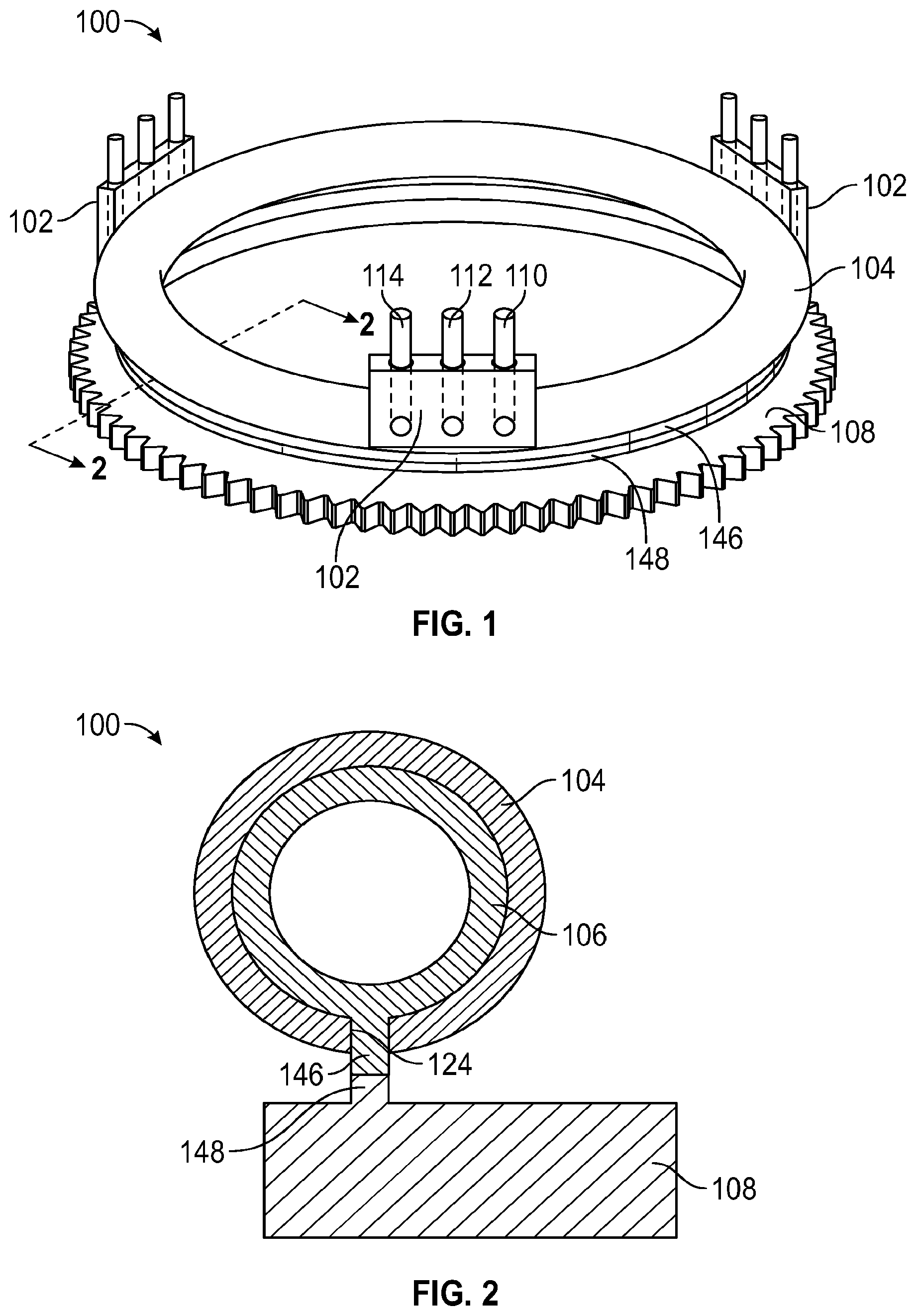 Patent US12098641 Figure 1 – Rotational engine with inner and outer rings