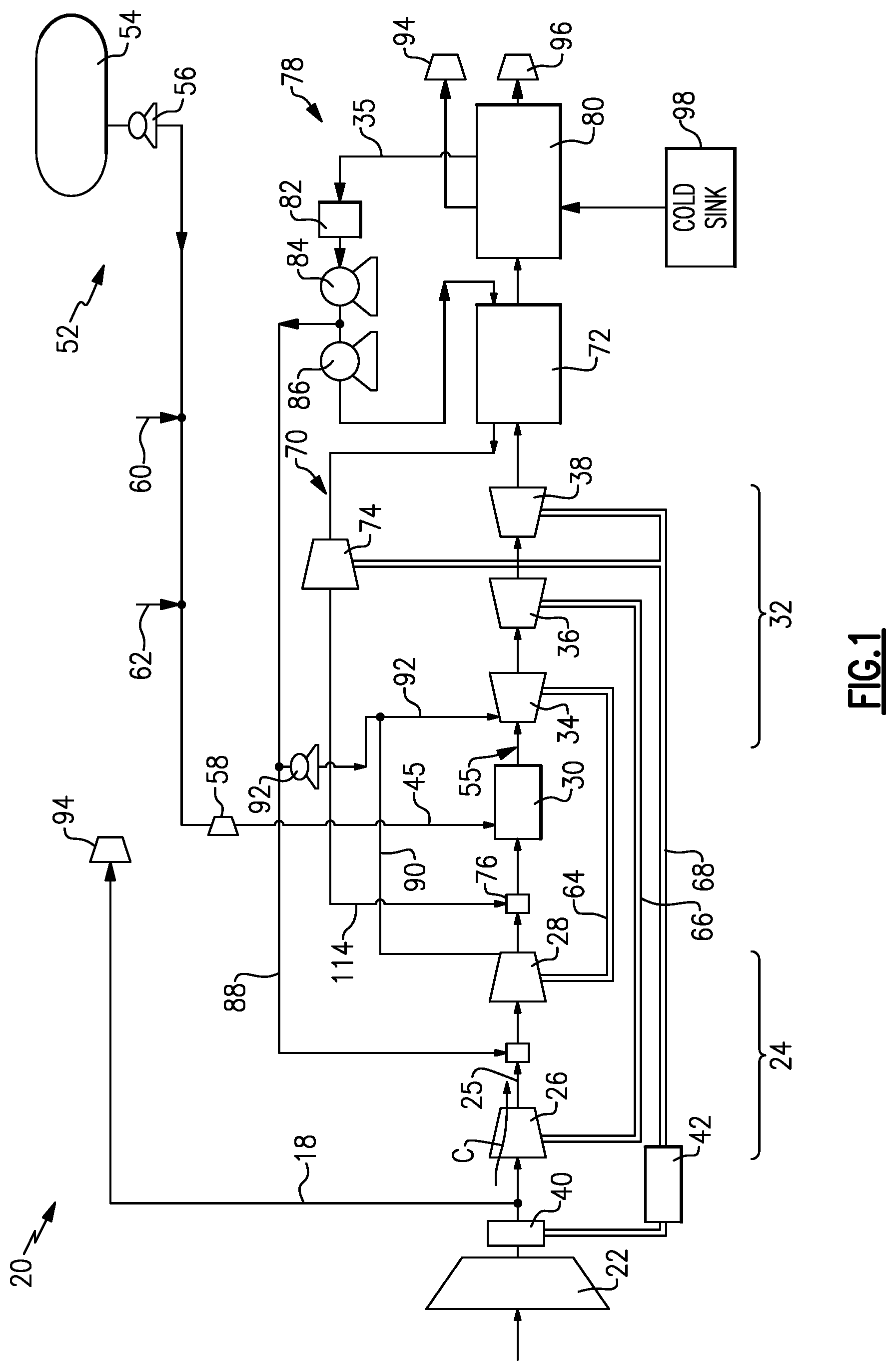 Patent US12098645 — Superheated steam injection turbine engine — Figure 1