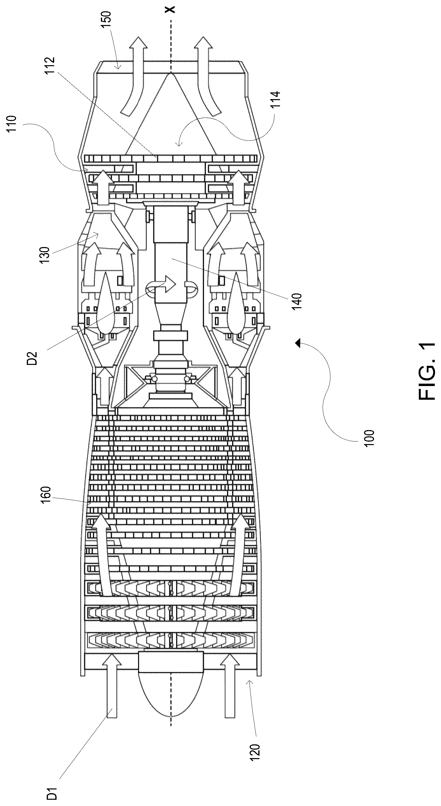 Patent US12098654 — Bi-cast trailing edge feed and purge hole cooling scheme — Figure 1