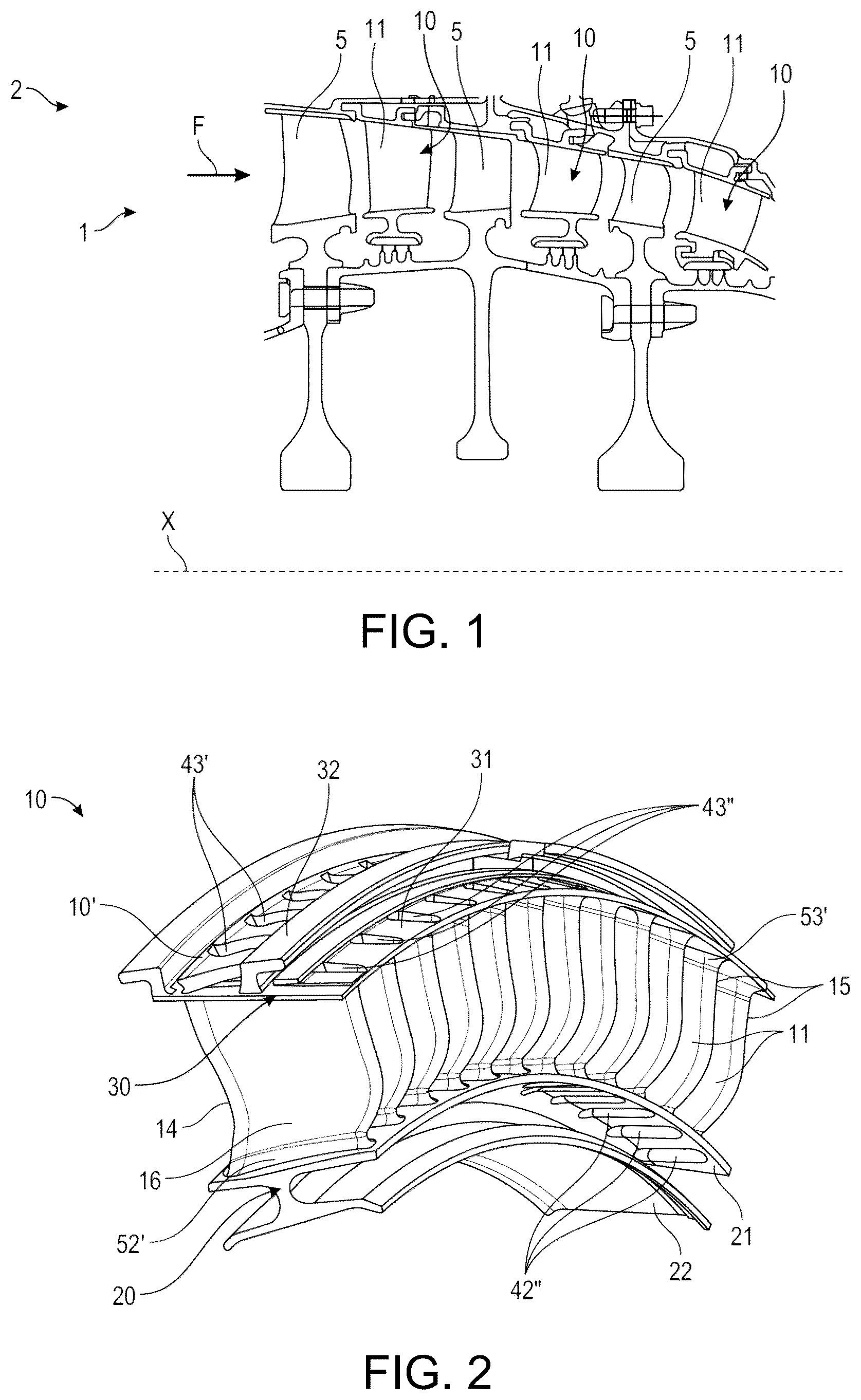 Patent US12098655 — Stator ring for an aircraft turbine engine and aircraft turbine engine fitted with same — Figure 1