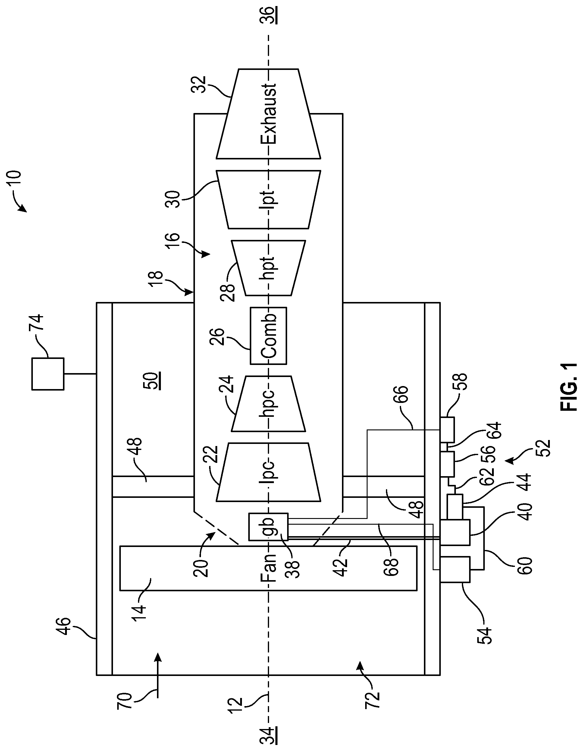 Patent US12098674 — Oil delivery system architecture — Figure 1