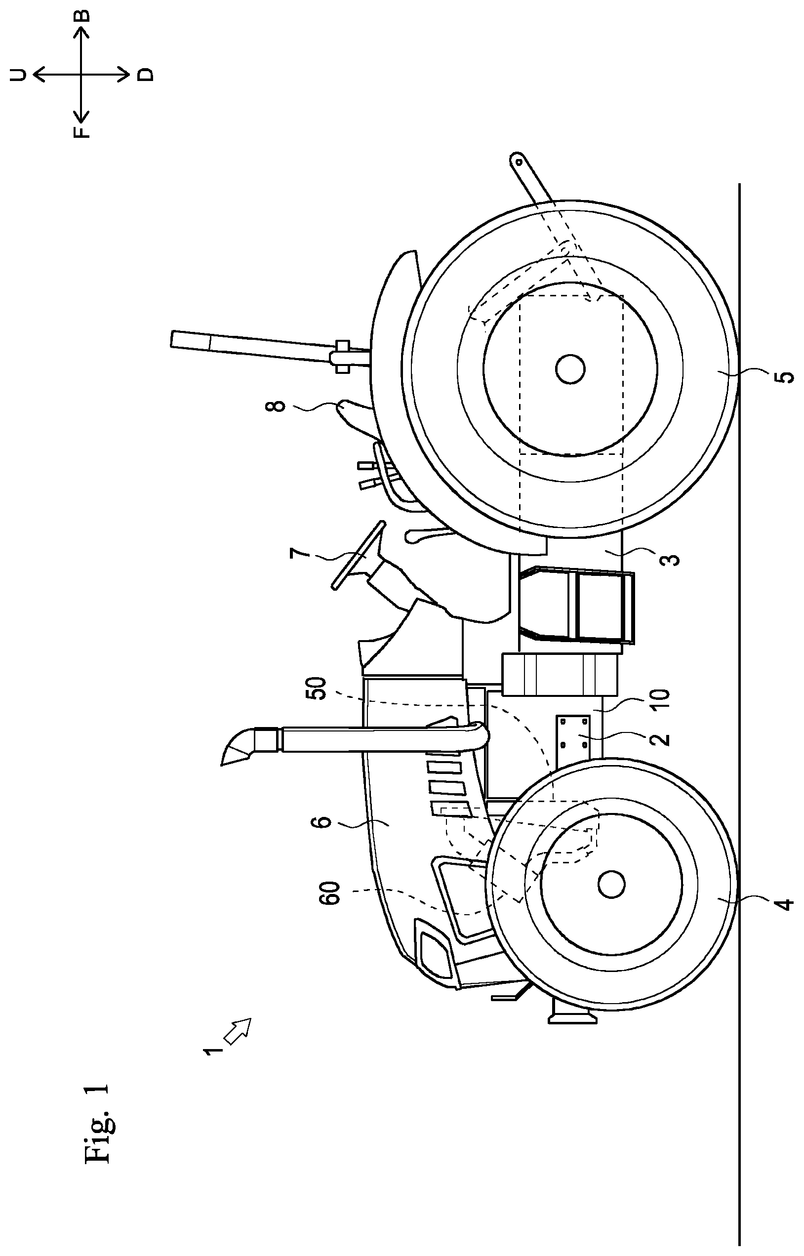 Patent US12098693 Figure 1 – Work vehicle