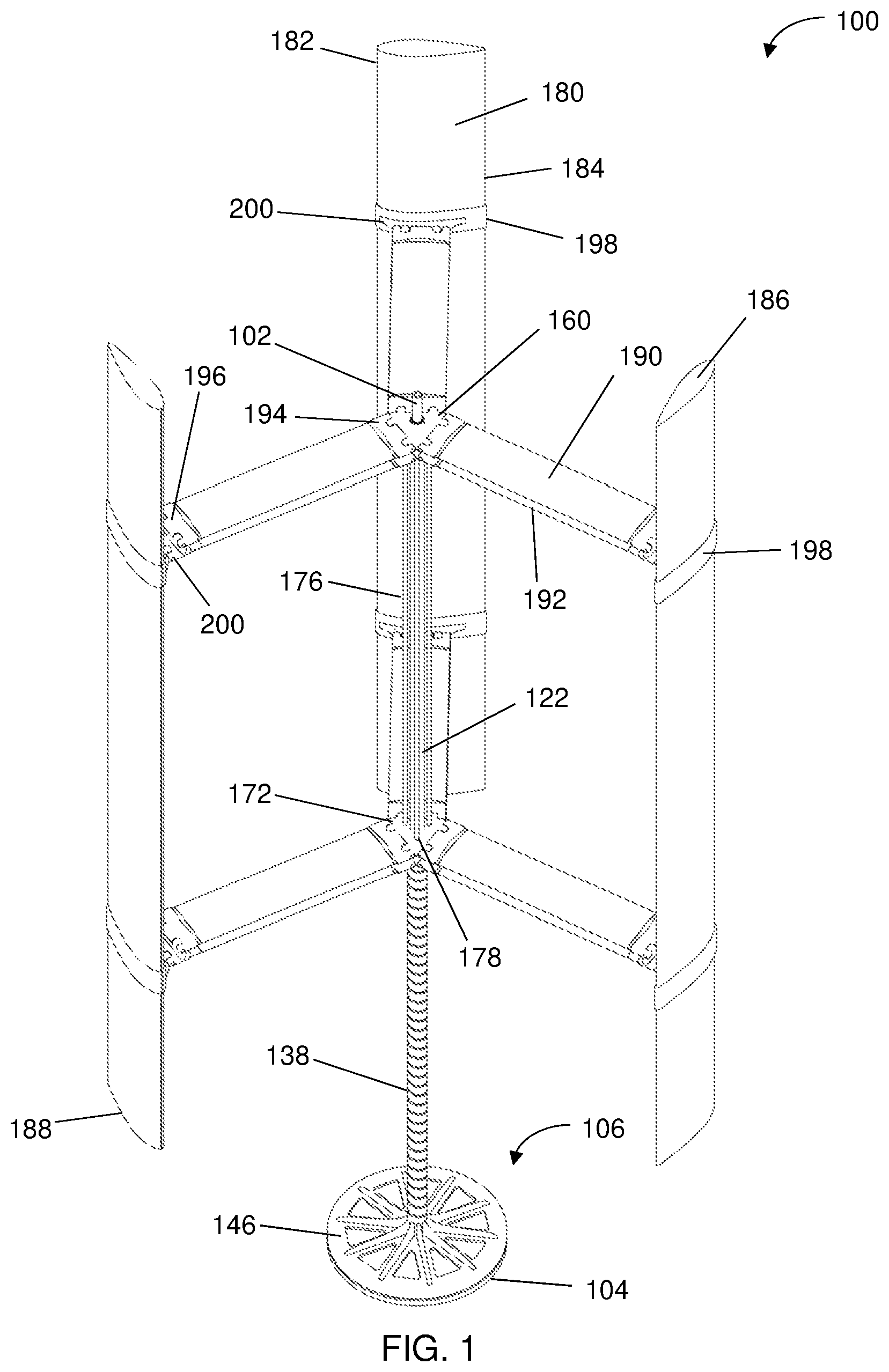 Patent US12098701 — Wind turbine with extendable and retractable airfoils — Figure 1