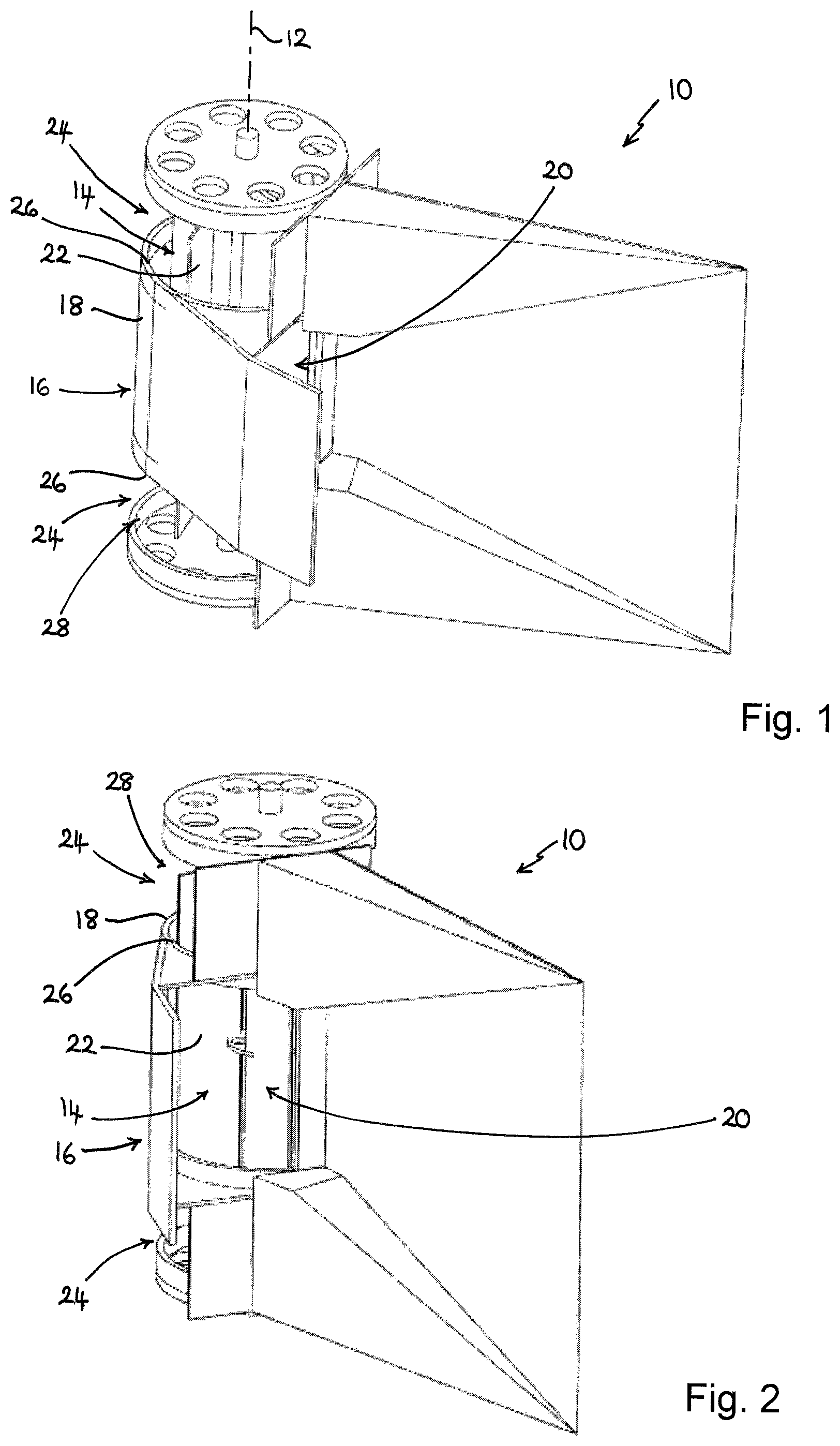 Patent US12098703 — Transverse axis fluid turbine for use in a working fluid flow — Figure 1