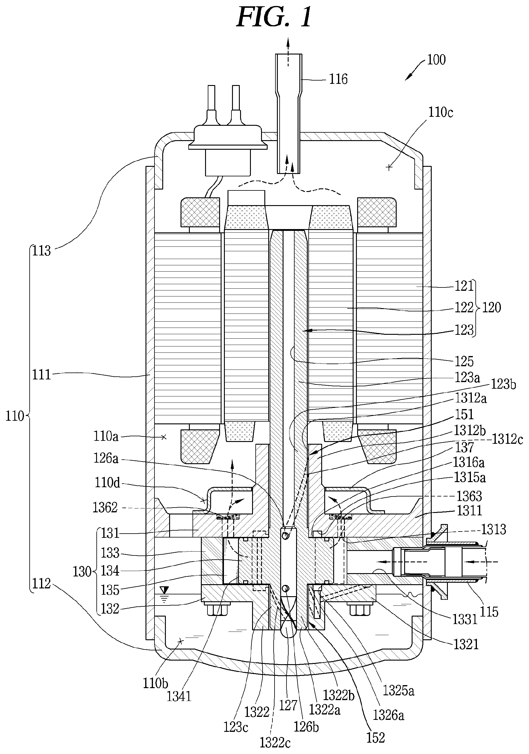Patent US12098718 — Rotary compressor — Figure 1