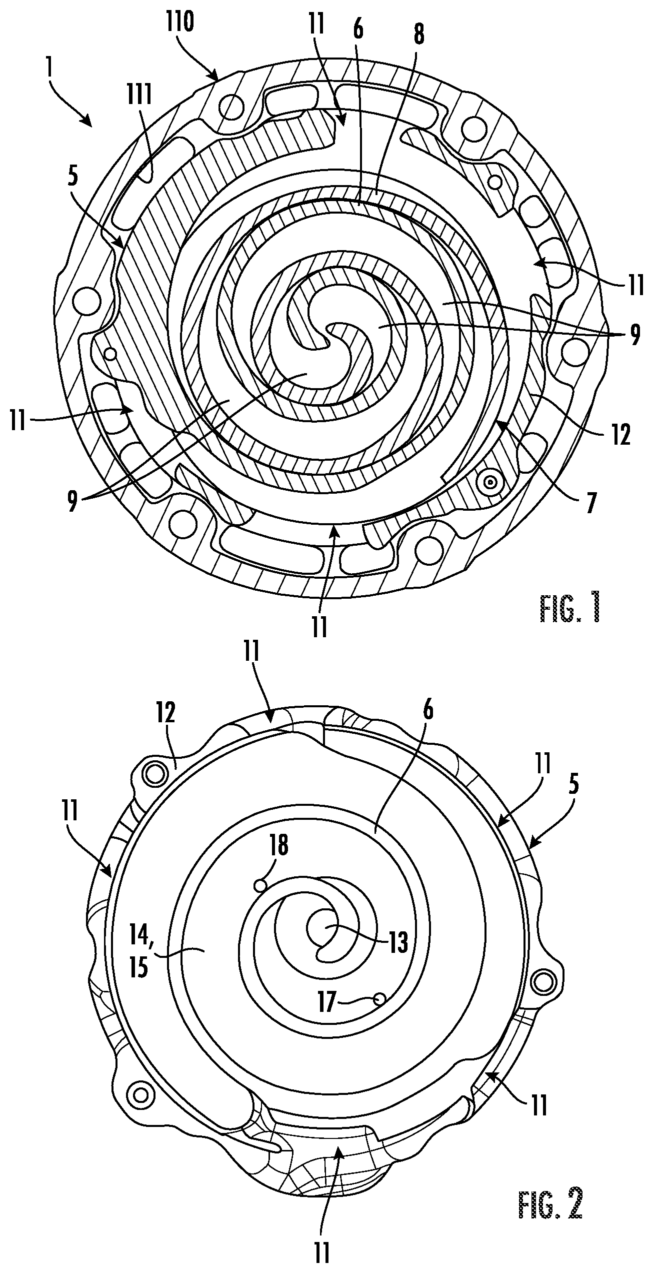 Patent US12098719 Figure 1 – Vapor injection structure for a compressor