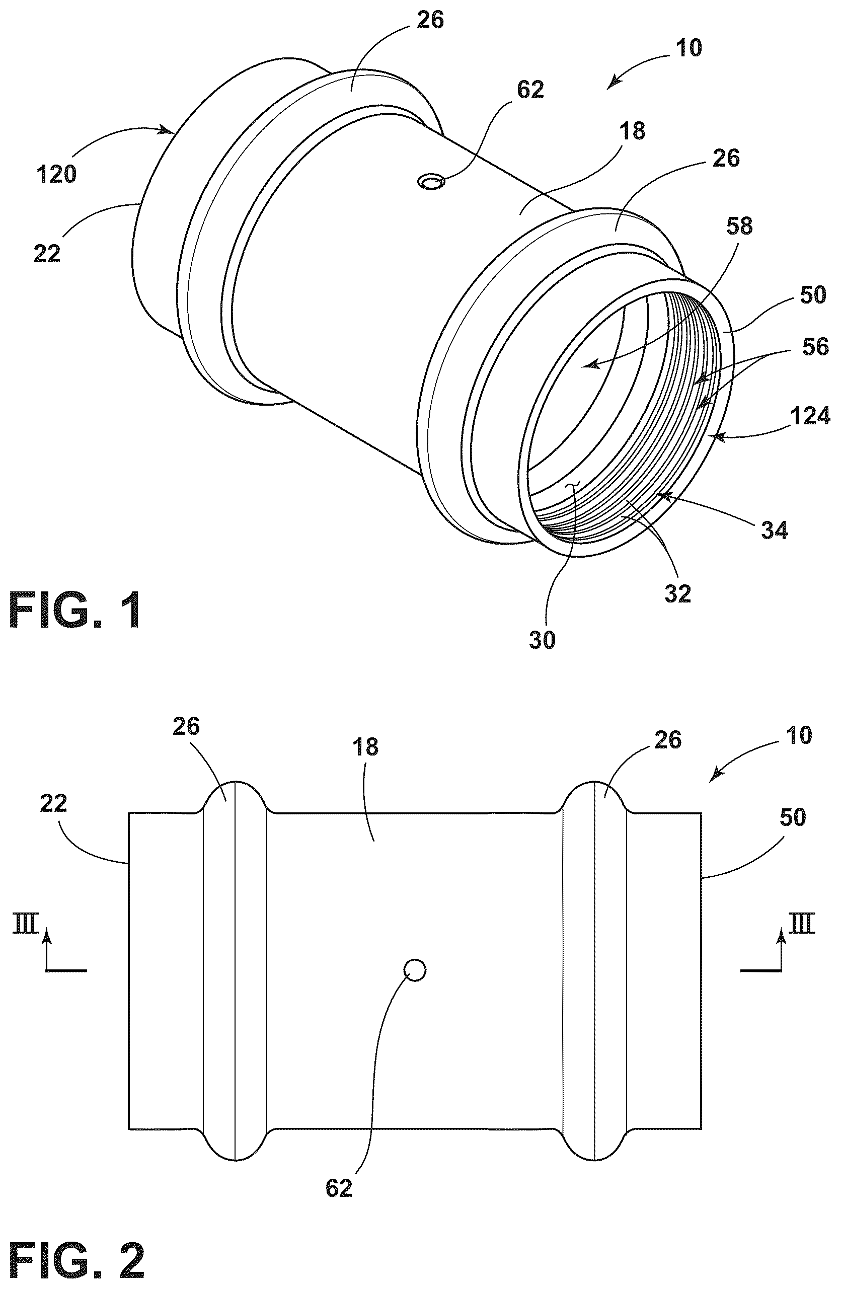 Patent US12098784 — Piping component having a plurality of grooves — Figure 1