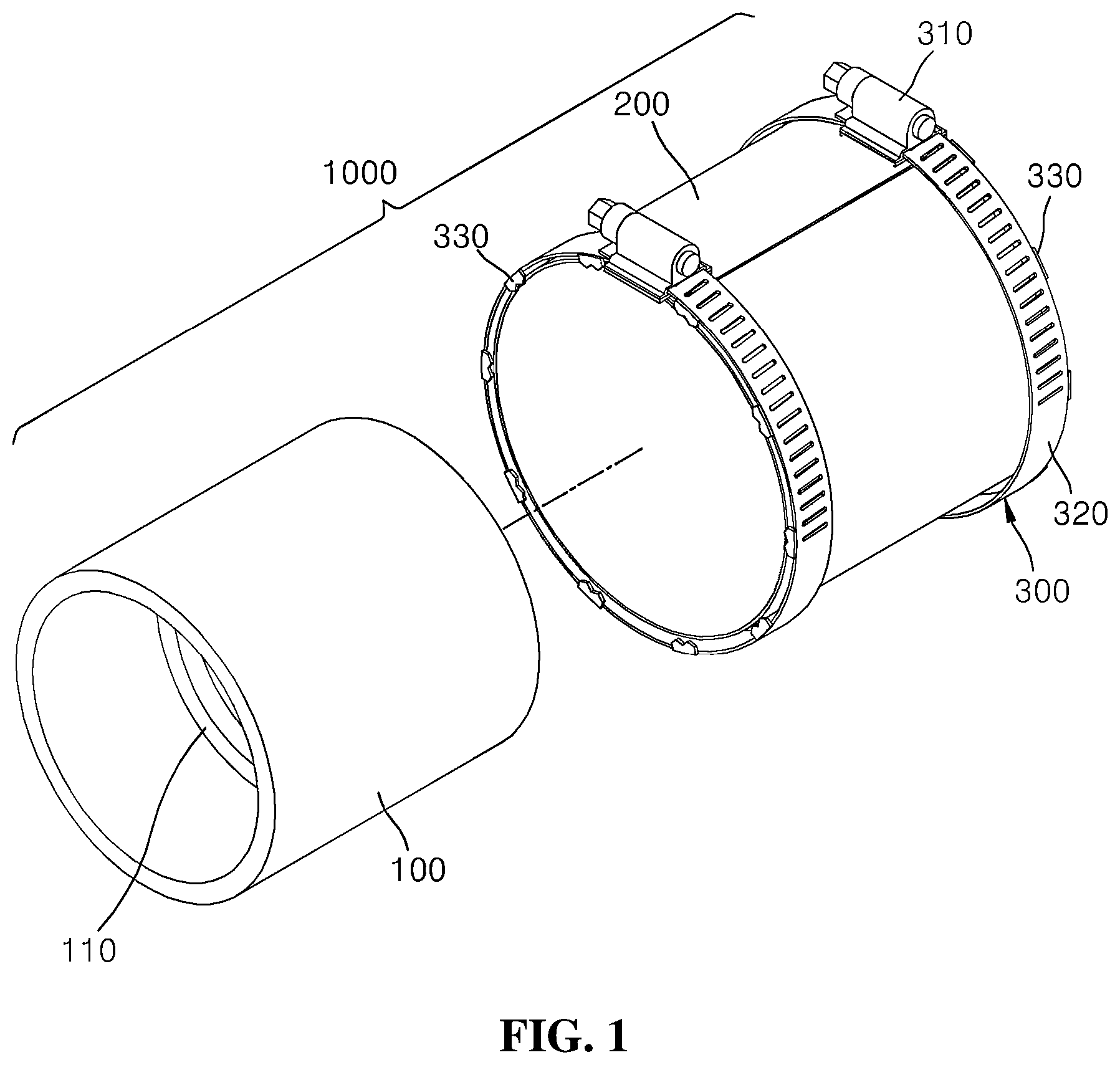 Patent US12098787 — Pipe binding band and pipe binding mechanism comprising same — Figure 1