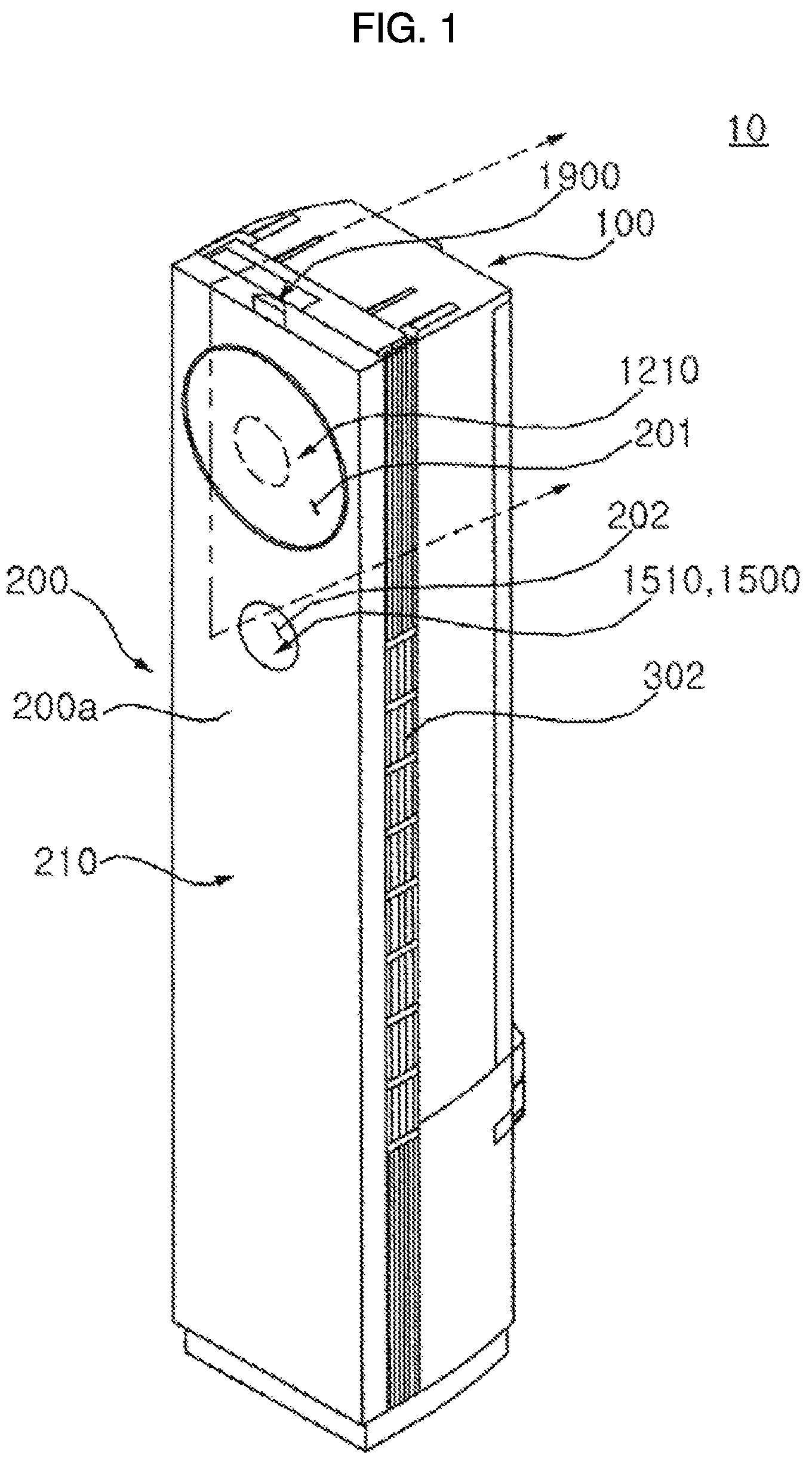 Patent US12098862 Figure 1 – Indoor unit of an air conditioner