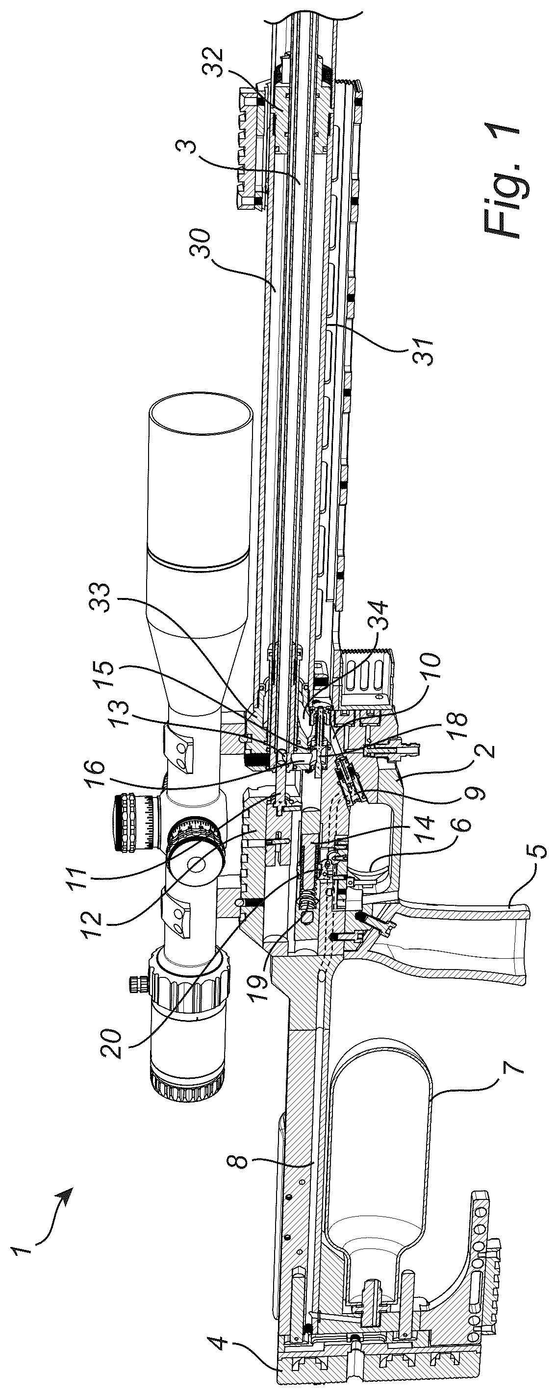 Patent US12098901 — Gas-powered gun — Figure 1