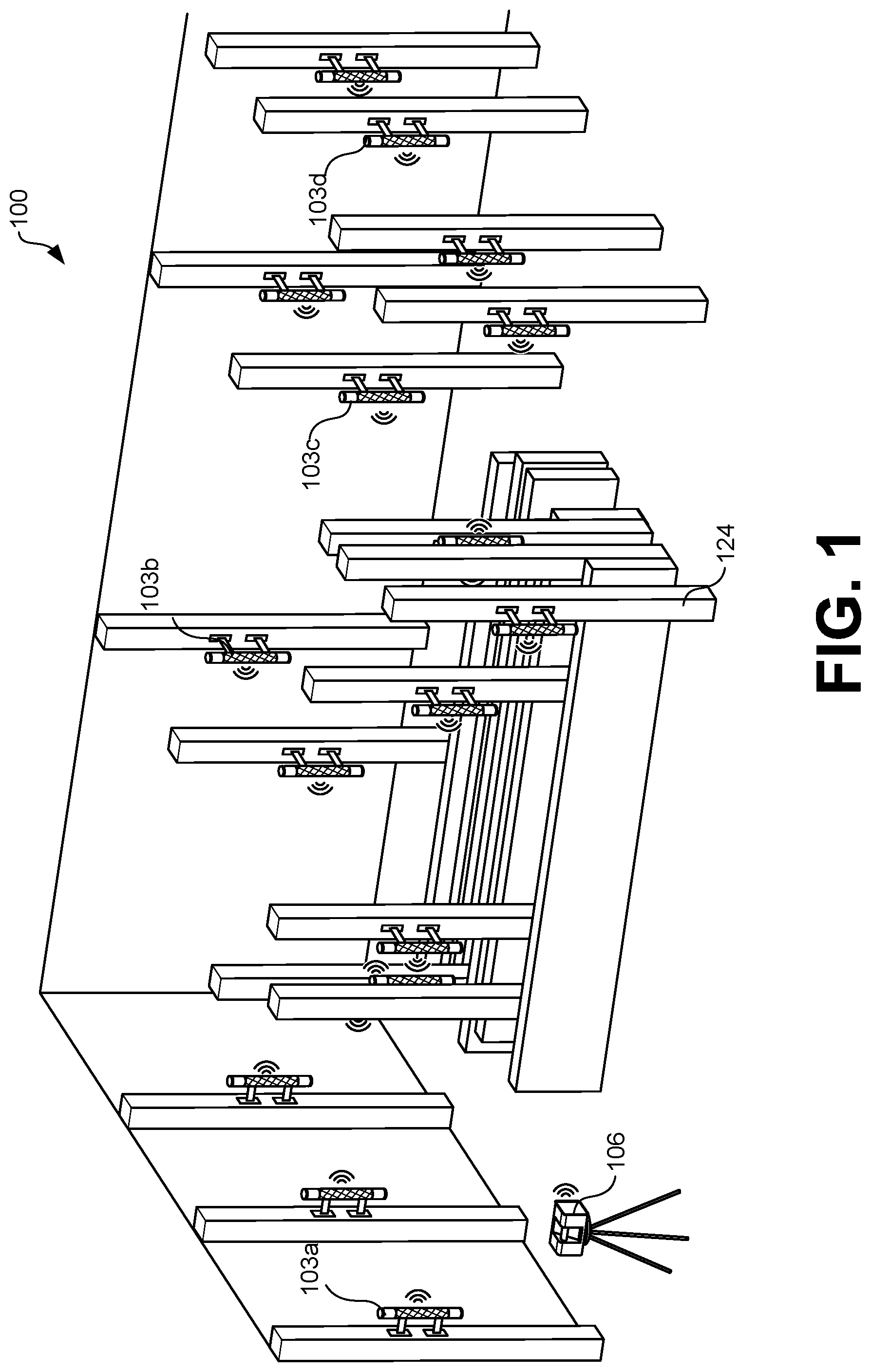Patent US12098931 — Reflector-based surveying for automated guided vehicles — Figure 1