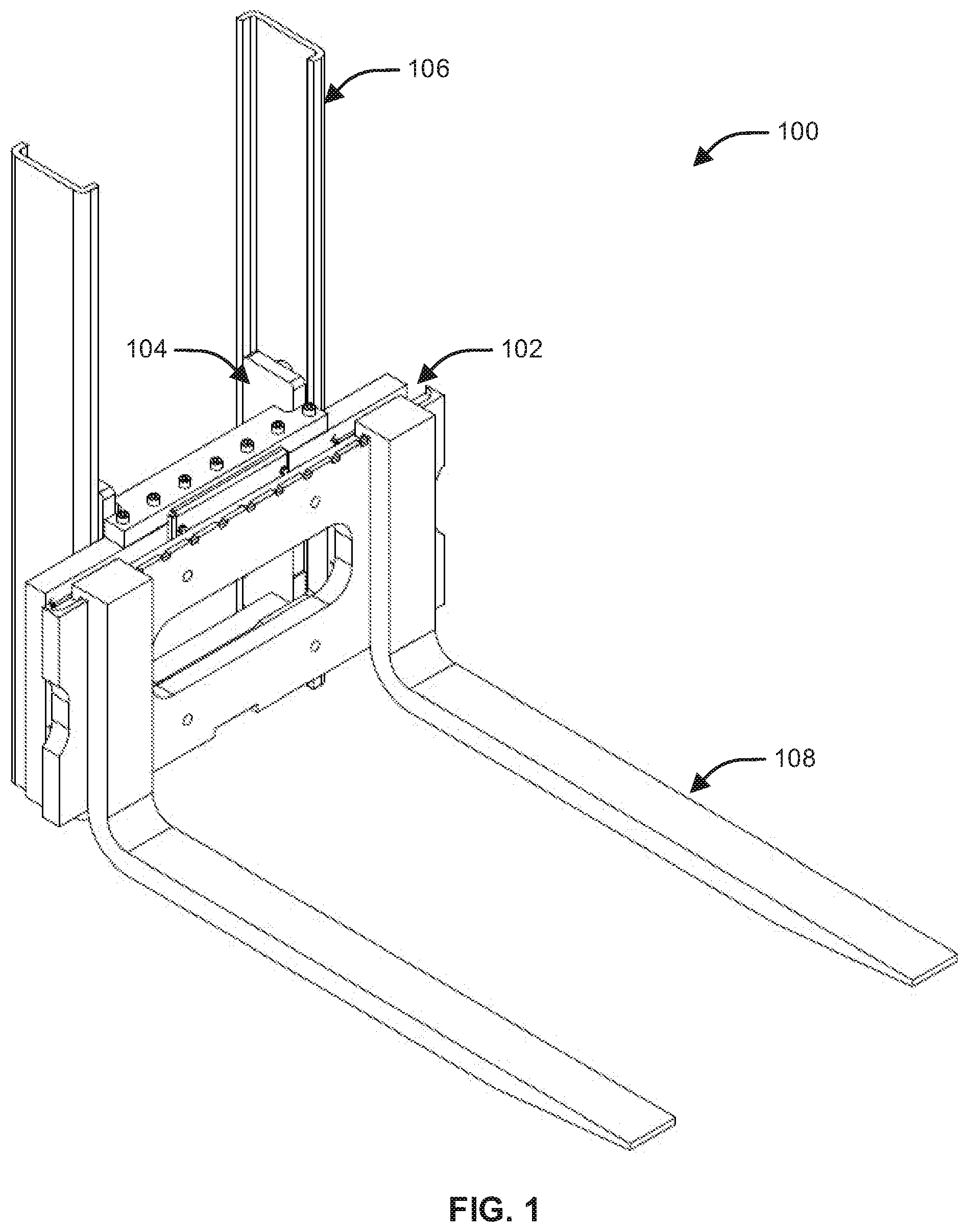 Patent US12098946 — Forklift scale attachment — Figure 1