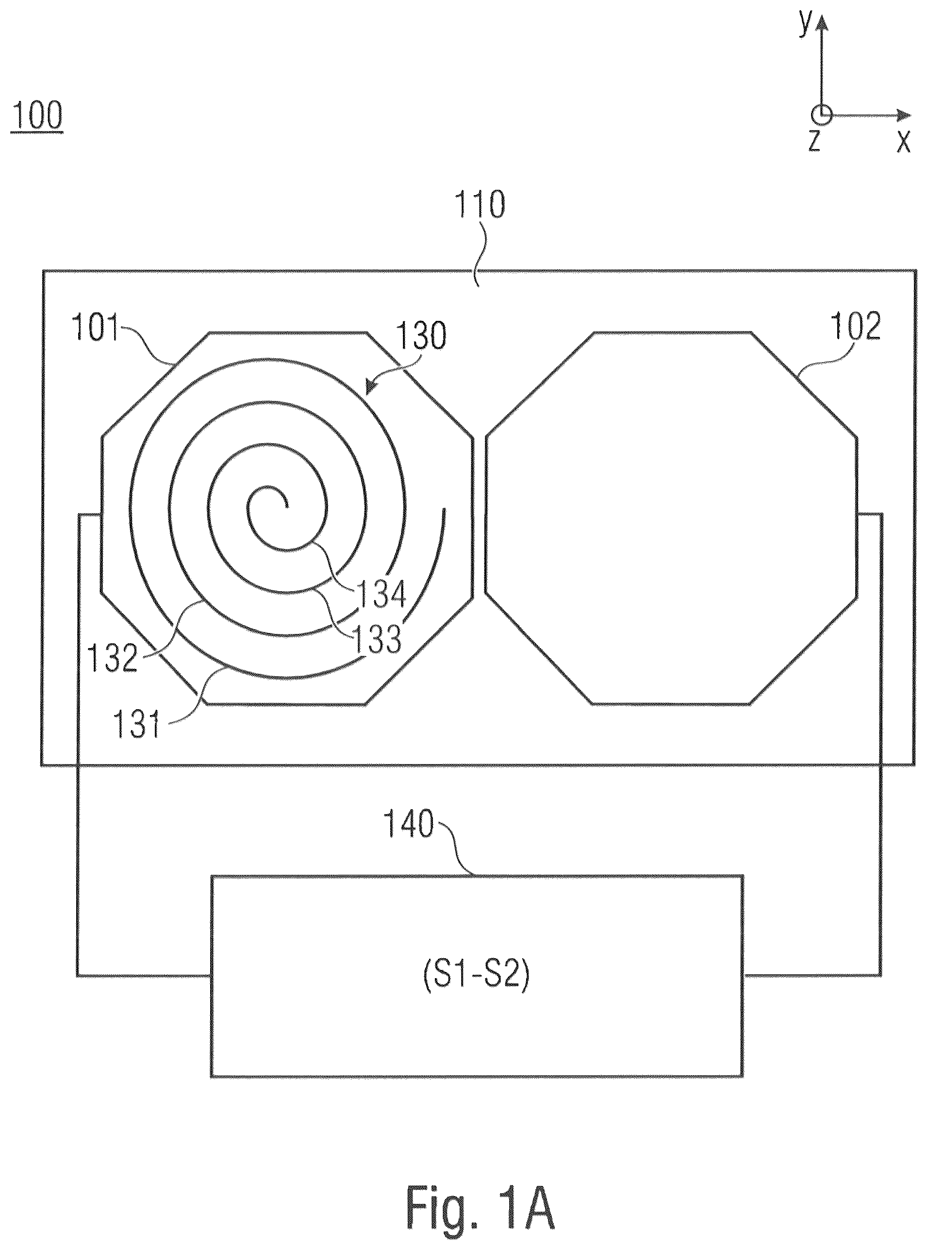 Patent US12099099 Figure 1 – Z magnetic field sensors with planar calibration coils