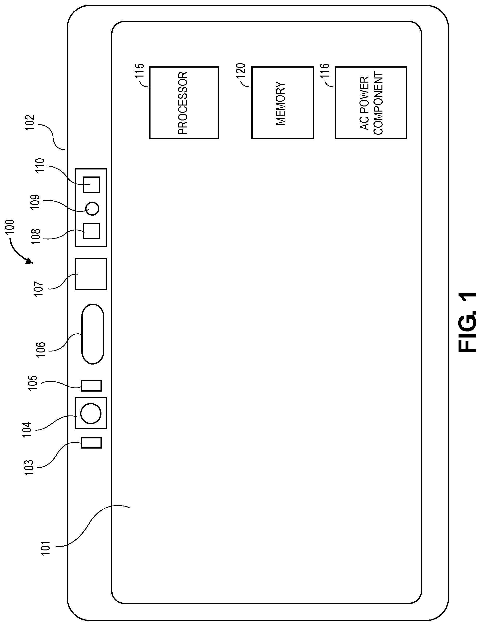 Patent US12099112 — Systems and methods for managing sensors of an electronic device, and associated electronic devices — Figure 1