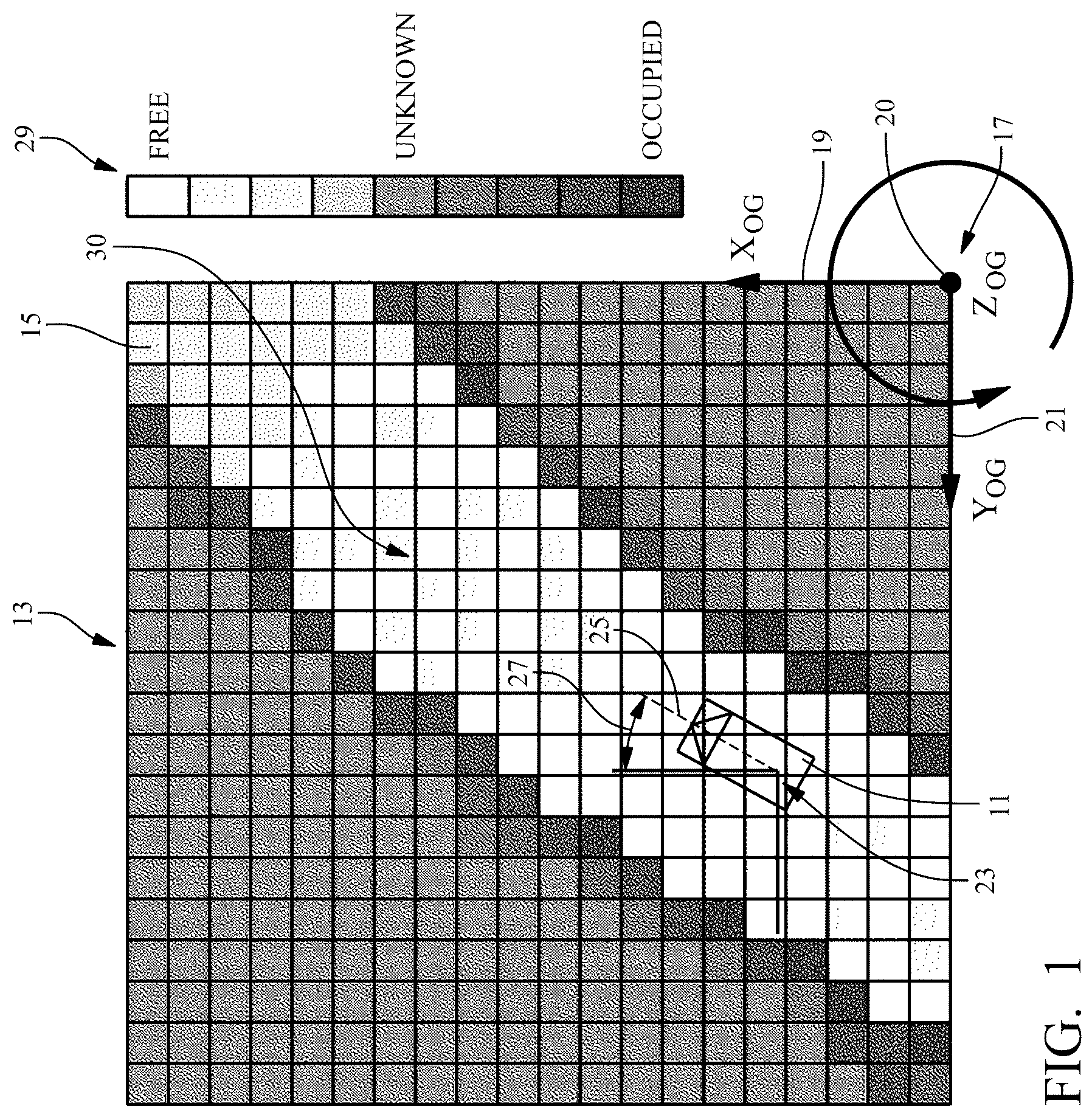 Patent US12099127 — Method and device for arranging a grid structure with respect to a vehicle position — Figure 1