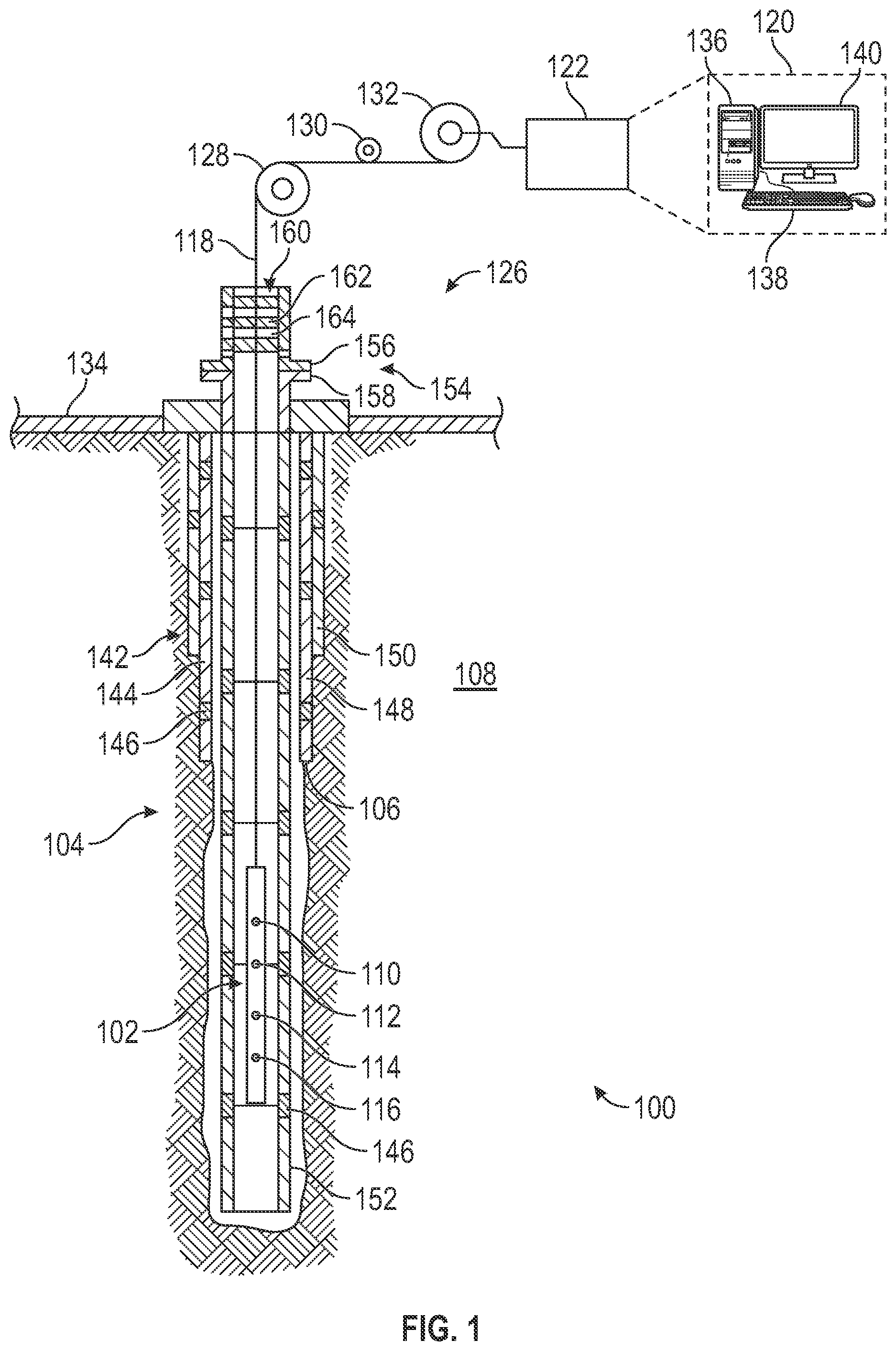 Patent US12099163 — Intrinsic carbon oxygen for formation saturation and borehole holdup — Figure 1