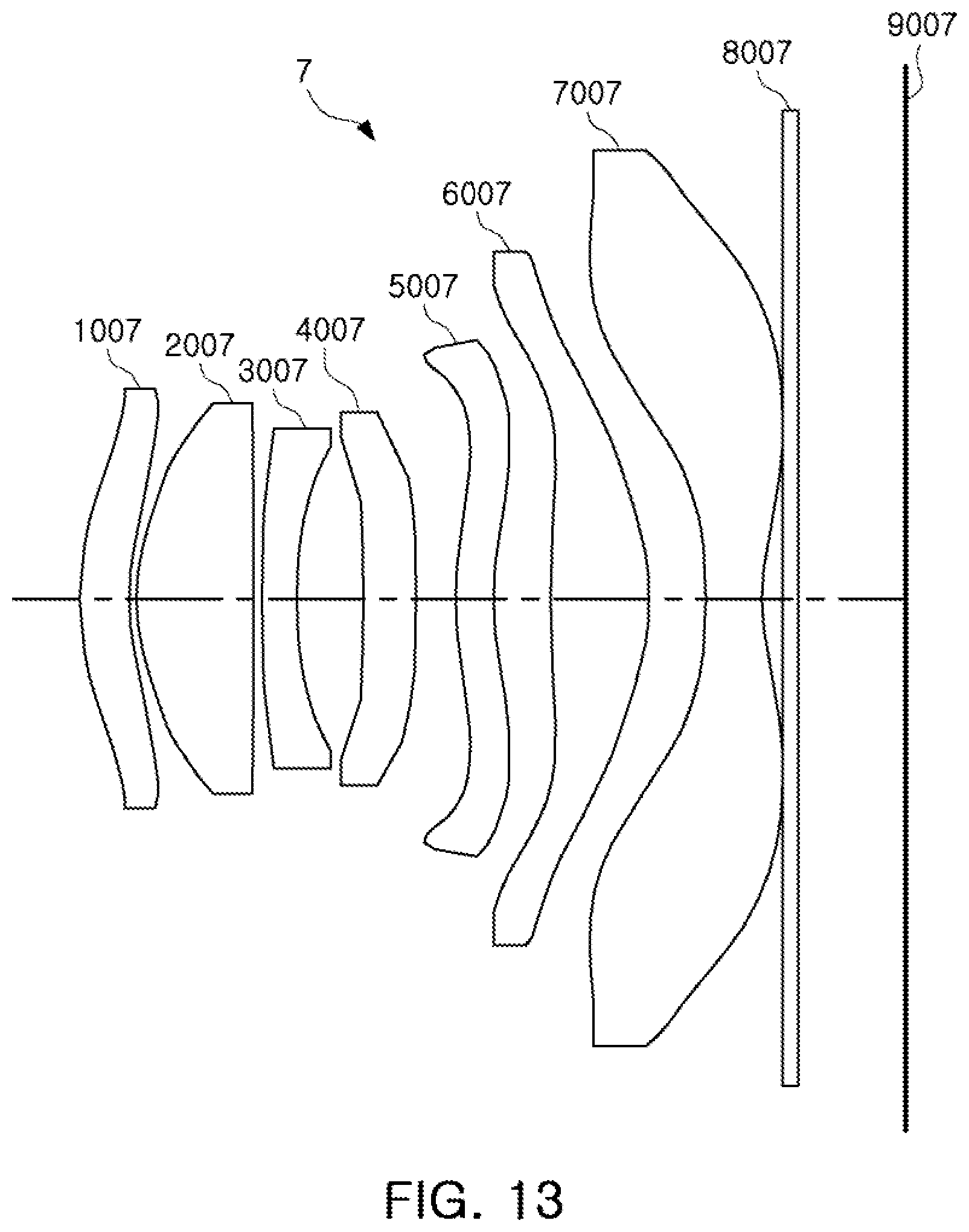 Patent US12099166 Figure 13 – Optical imaging system having seven lenses of various refractive powers