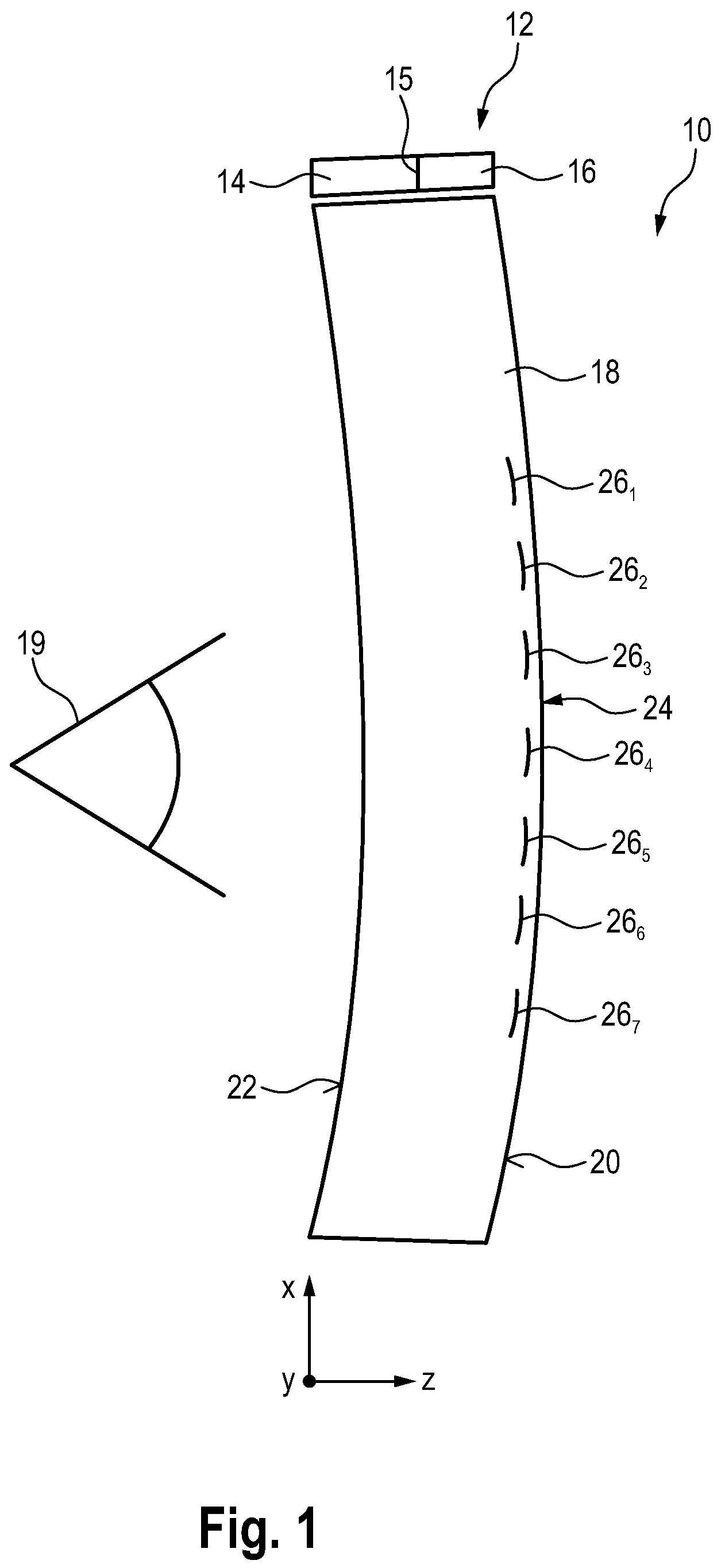 Patent US12099188 — Optical system for generating a virtual image, and smartglasses — Figure 1