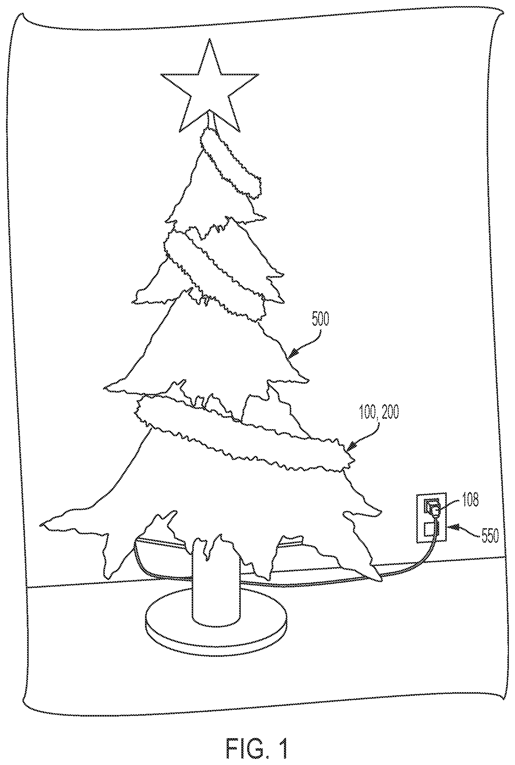 Patent US12099227 Figure 1 – Fiber optic tinsel garland