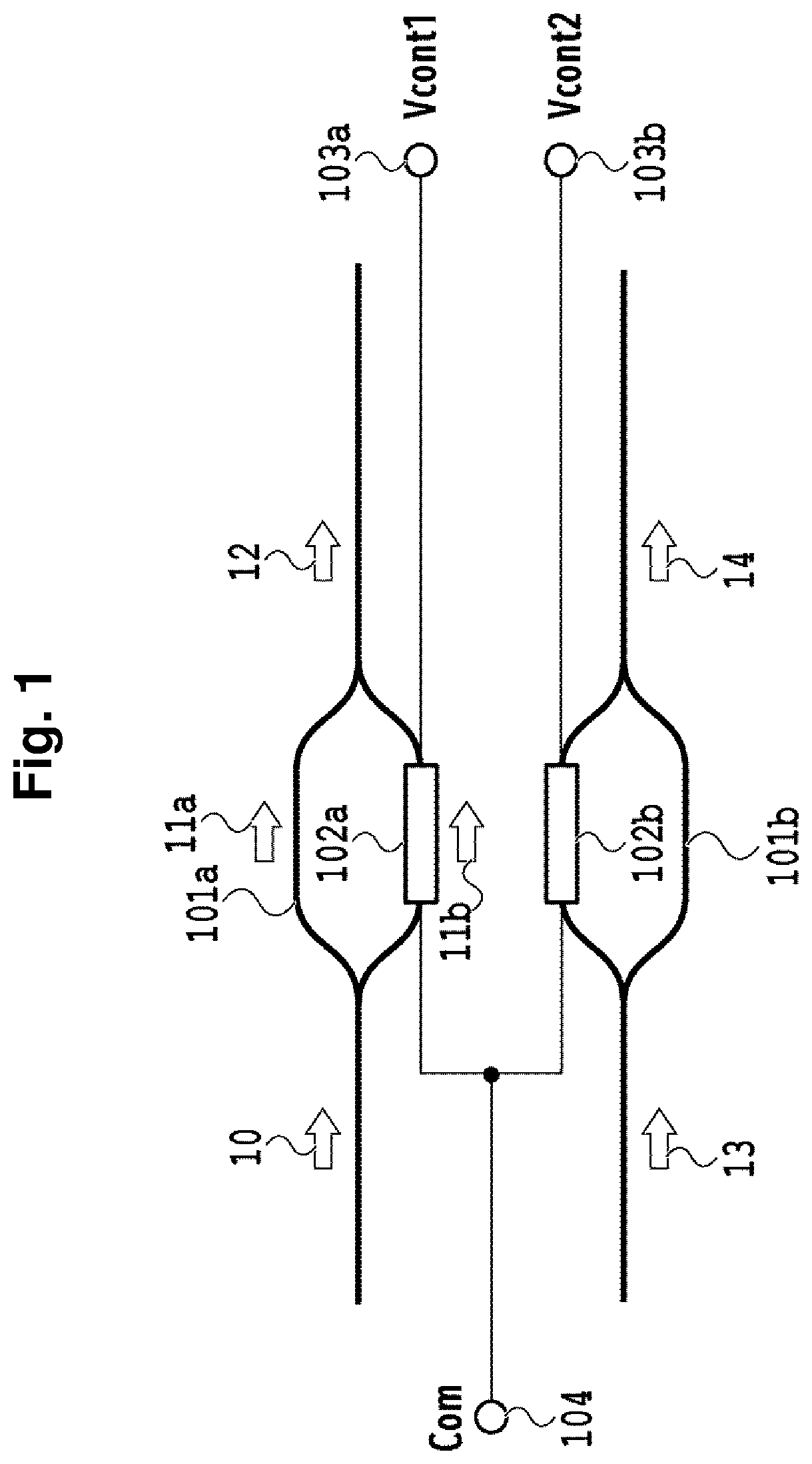 Patent US12099266 — Optical circuit with common ground configuration for resistors and thermo-optic phase shifters — Figure 1
