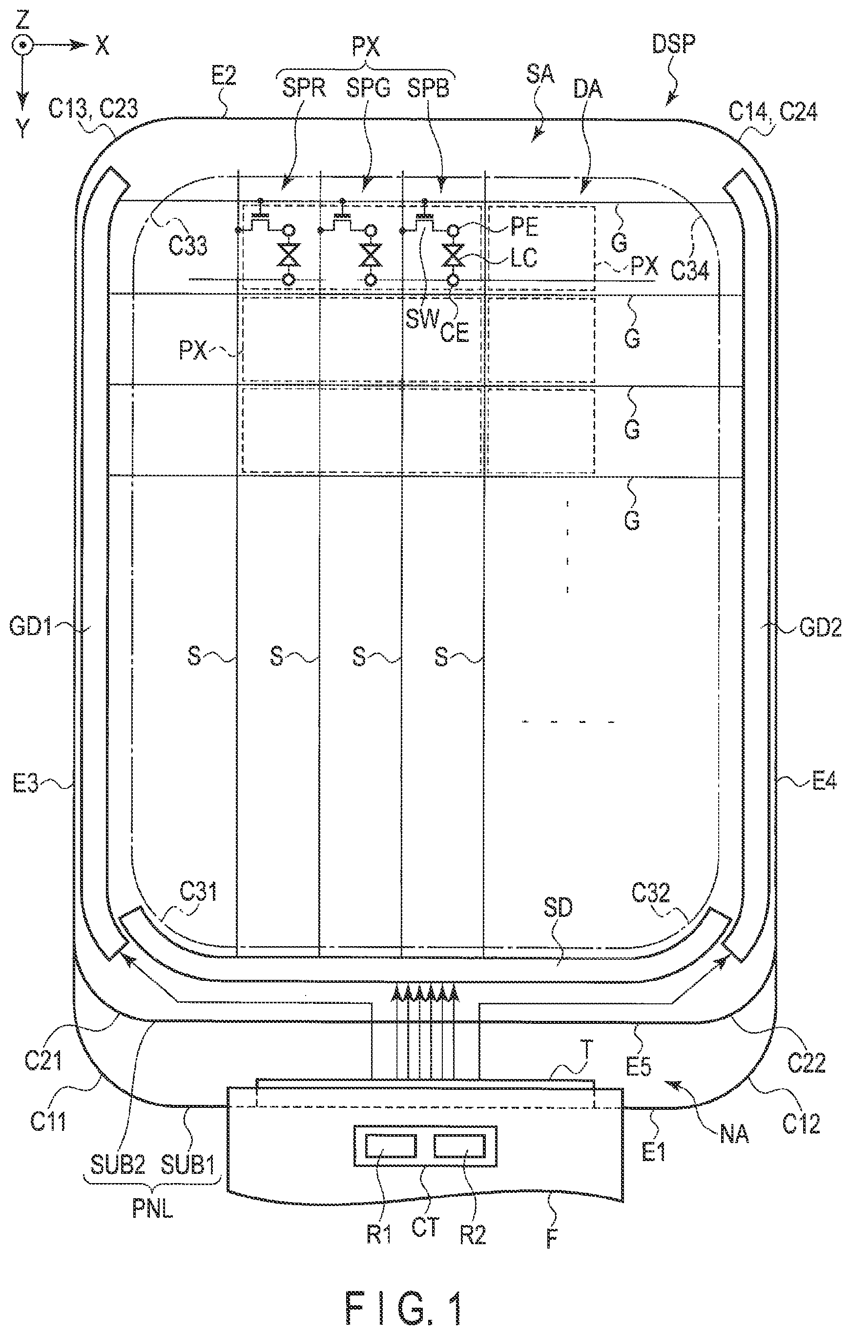 Patent US12099278 — Display device — Figure 1