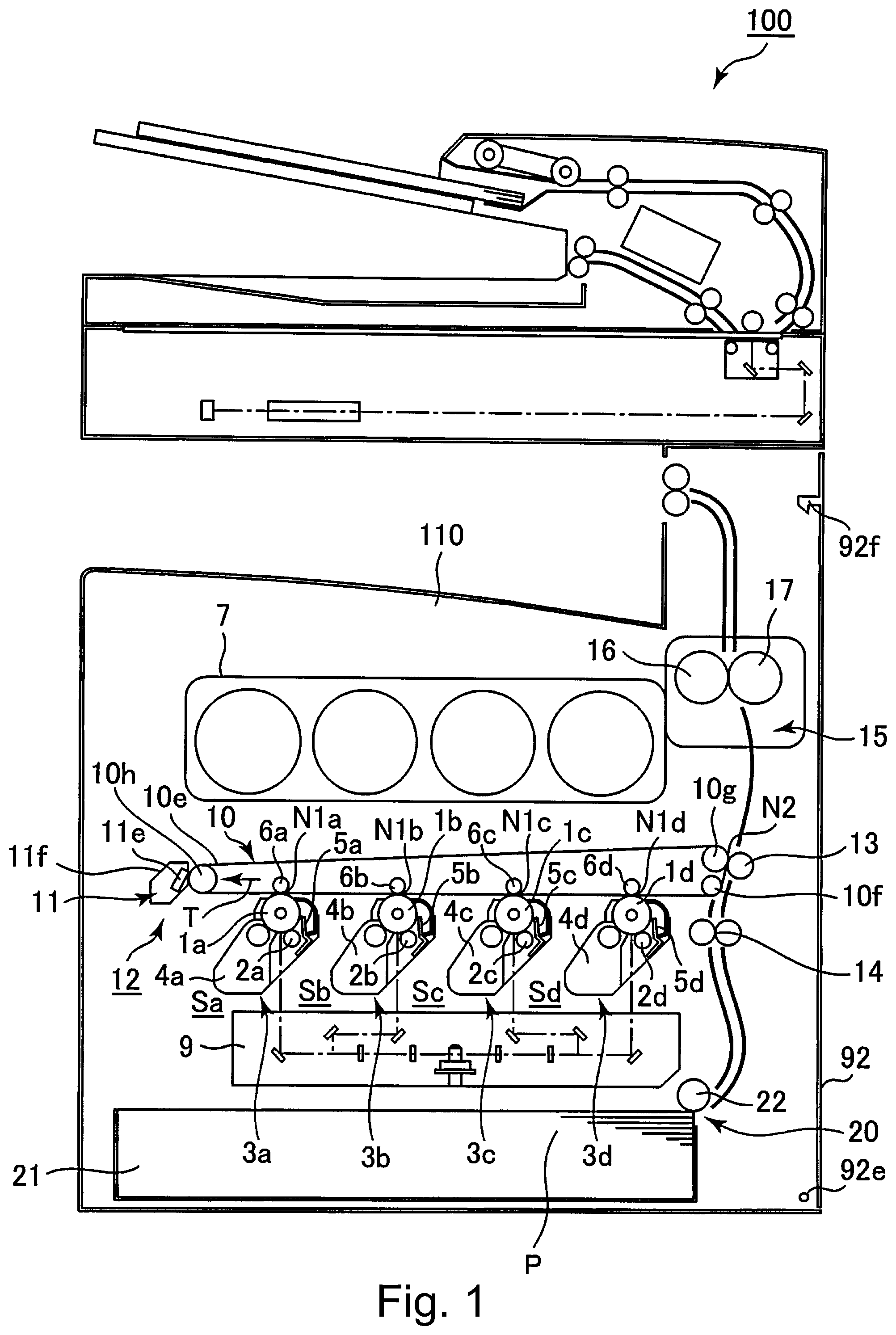 Patent US12099317 — Image forming apparatus having a detachable transfer unit including transfer belt and a swingable cleaning unit — Figure 1
