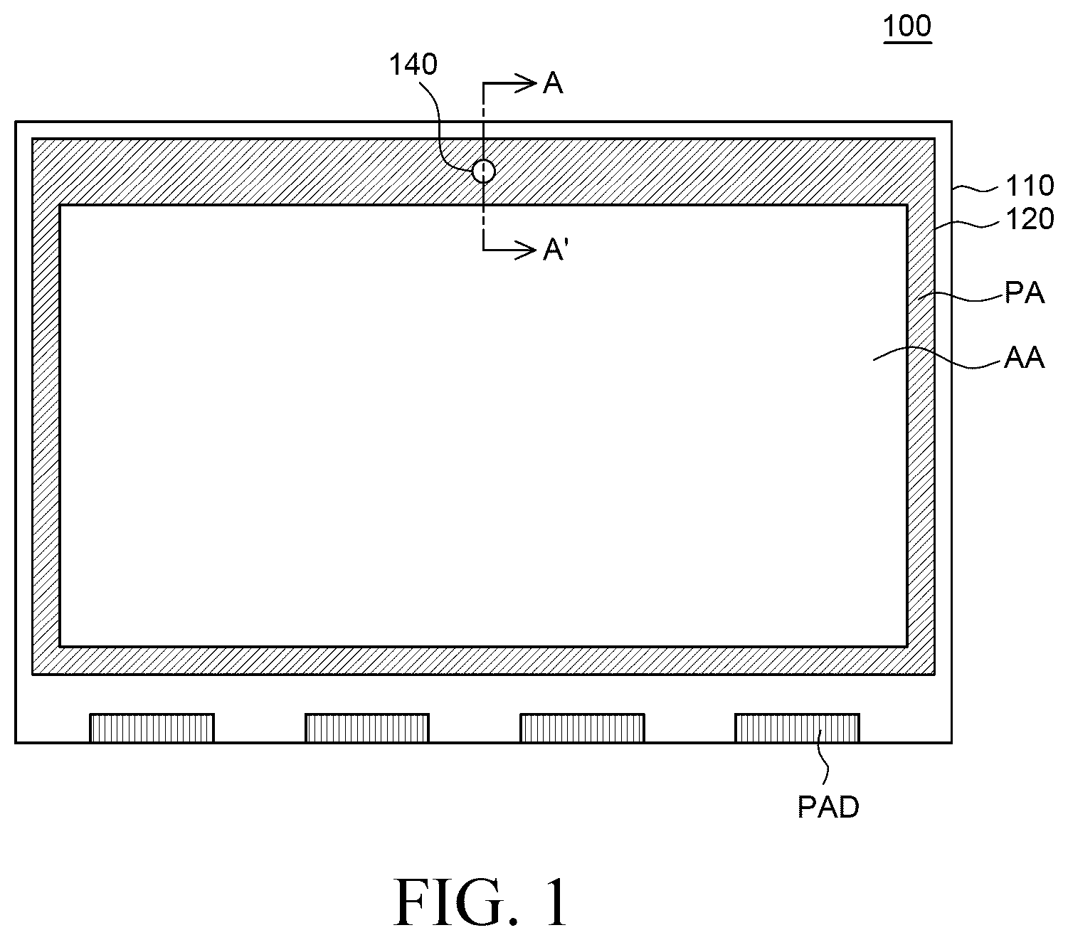 Patent US12099380 — Display apparatus comprising a camera module inserted into an opening of an array substrate that is supported by a lens hole guide — Figure 1