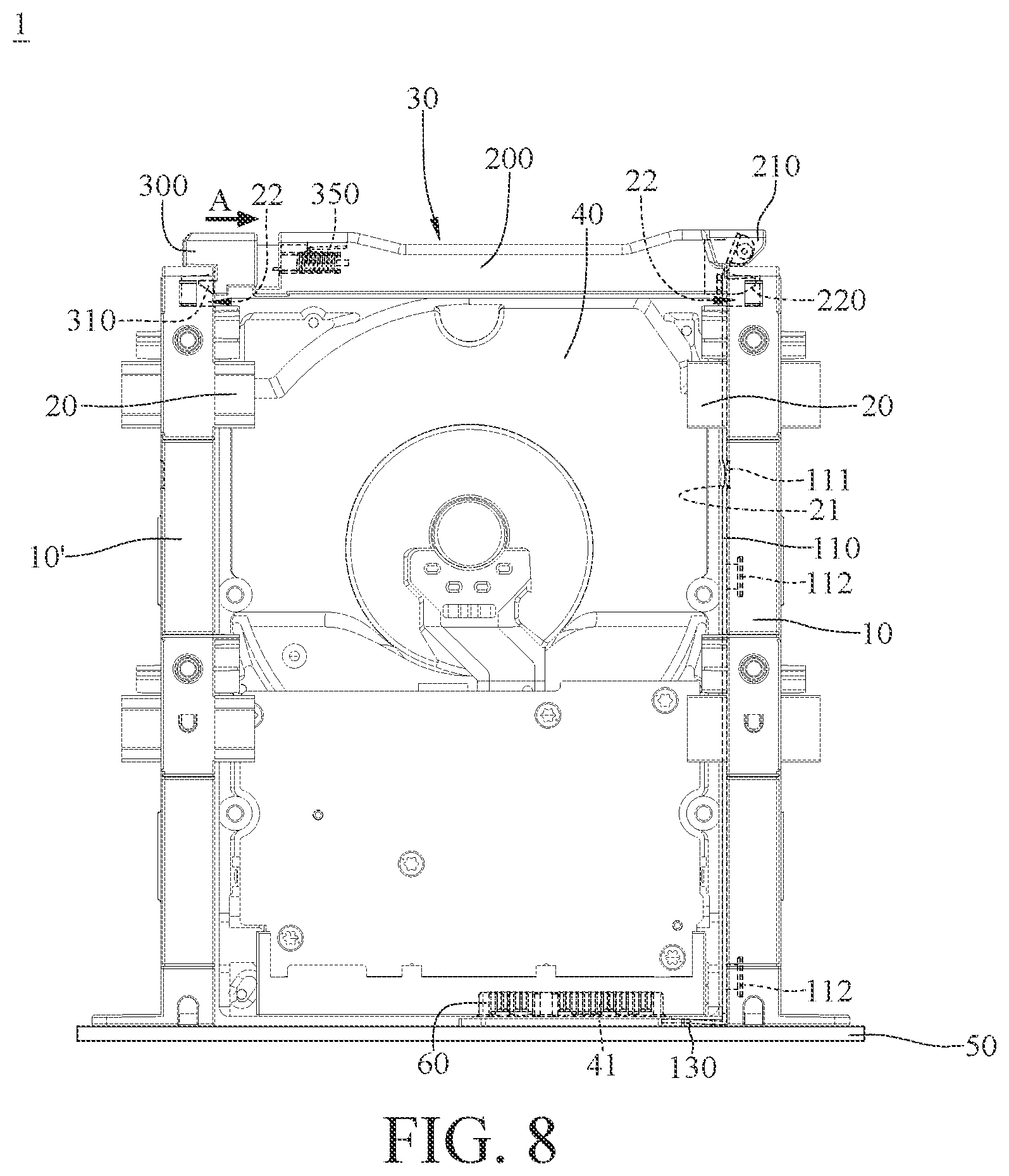 Patent US12099384 Figure 8 – Mount bracket, storage device assembly, and server