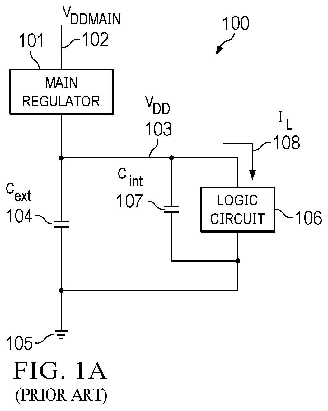 Patent US12099394 Figure 1 – Preserving a decoupling capacitor's charge during low power operation of a logic circuit