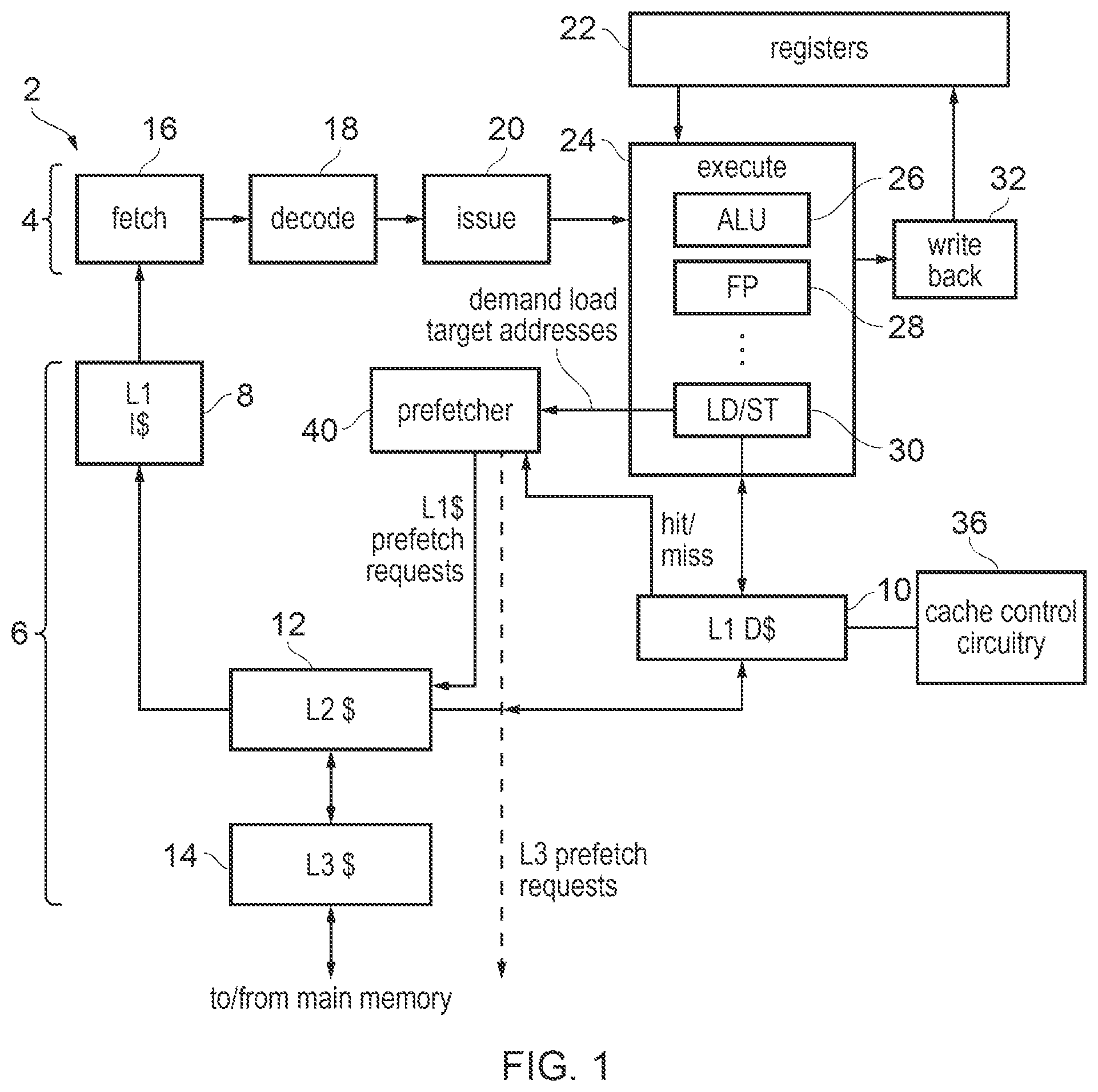 Patent US12099447 — Setting cache policy information for prefetched cache entry — Figure 1