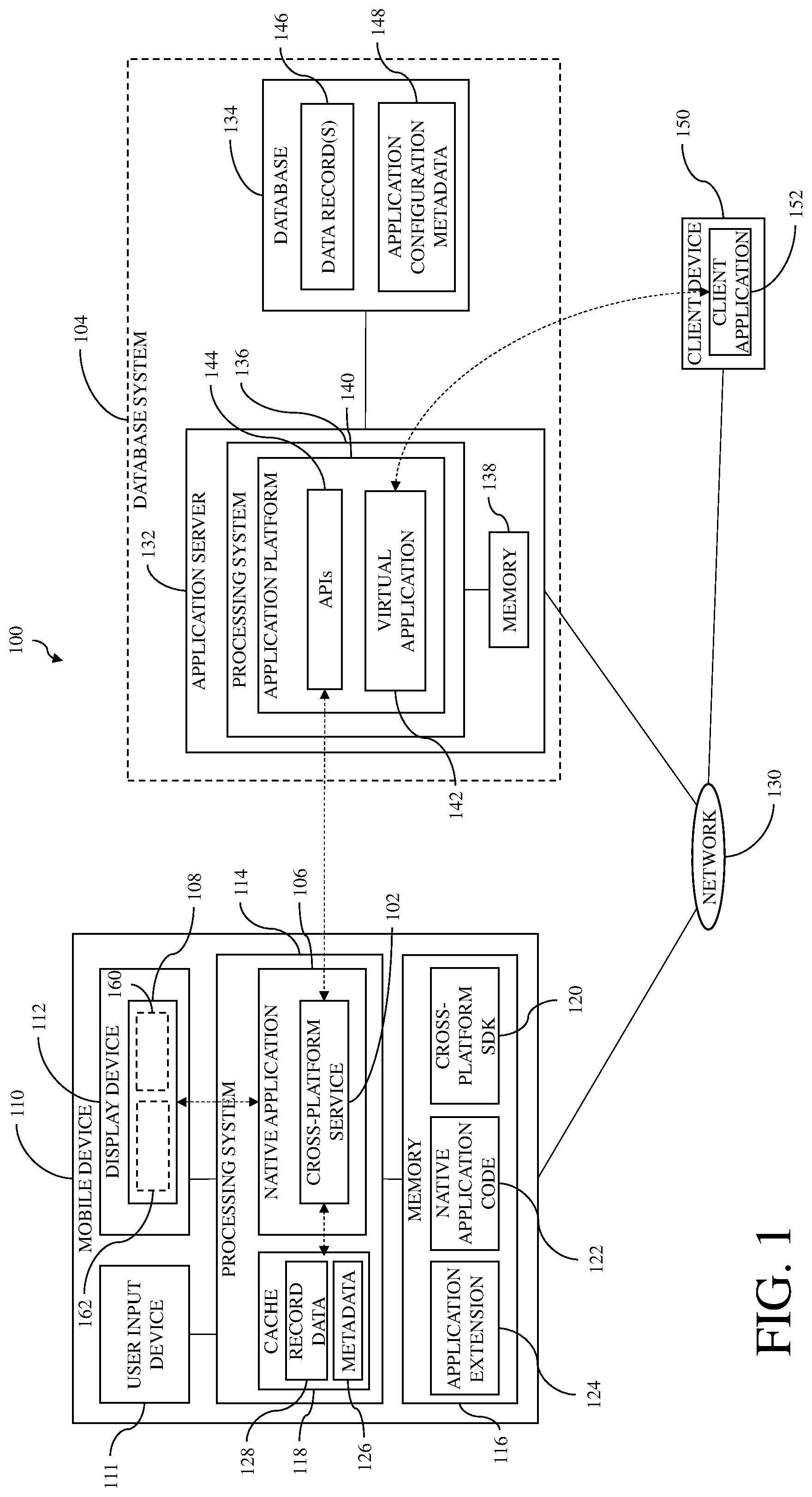 Patent US12099491 — Database systems and methods for client-side initiation of server-side actions — Figure 1